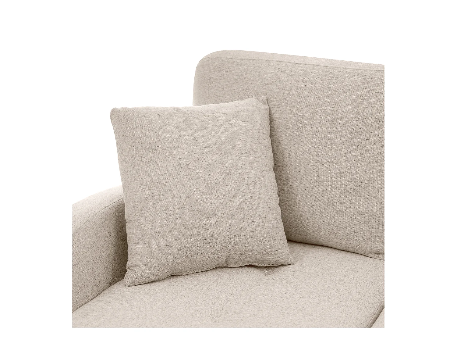 Sofá modular esquinero con chaise longue, 3 plazas, tejido transpirable de algodón y lino, patas de plástico, beige (166x118x77 cm)