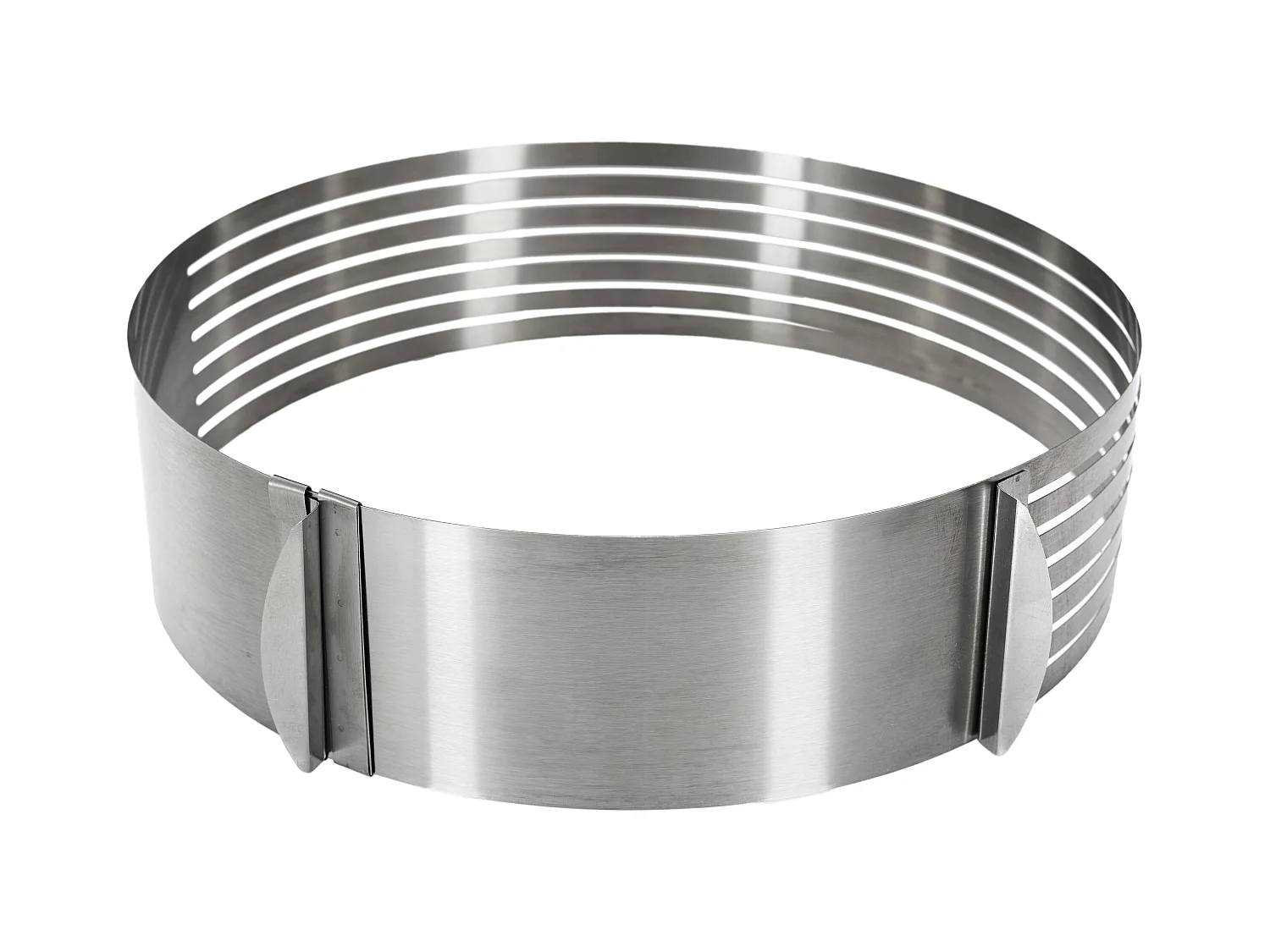 Cercle à Trancher Génoise Réglable M8 Inox 6 Fentes Pré-découpées Diamètre 24-30cm