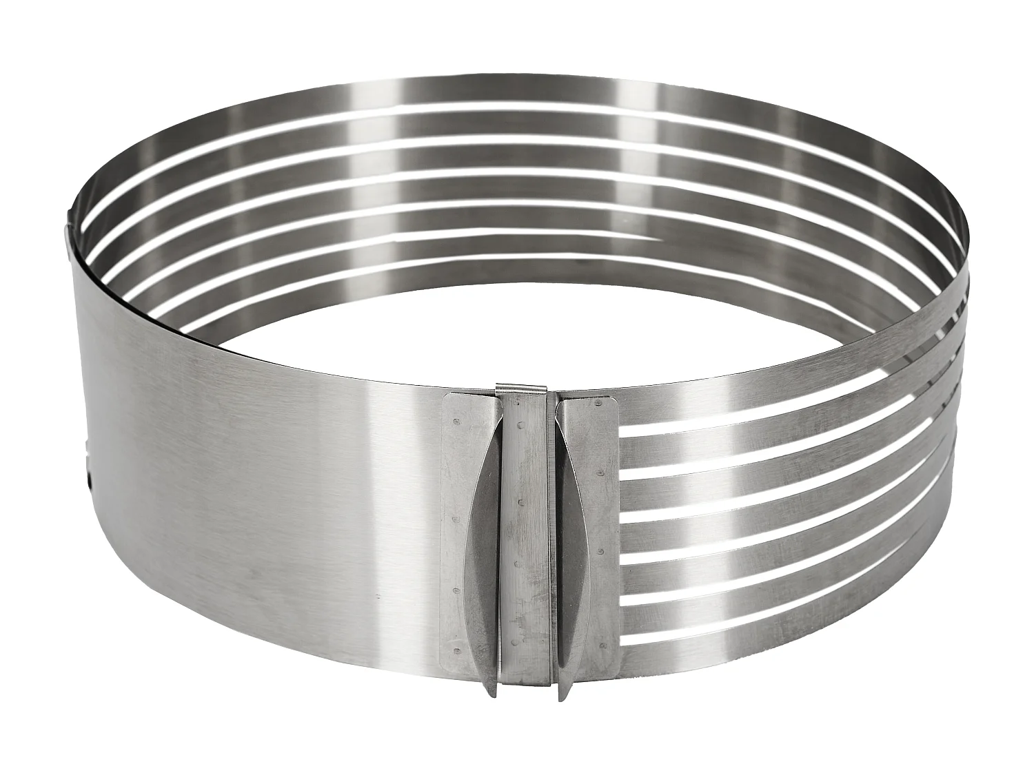 Cercle à Trancher Génoise Réglable M8 Inox 6 Fentes Pré-découpées Diamètre 24-30cm