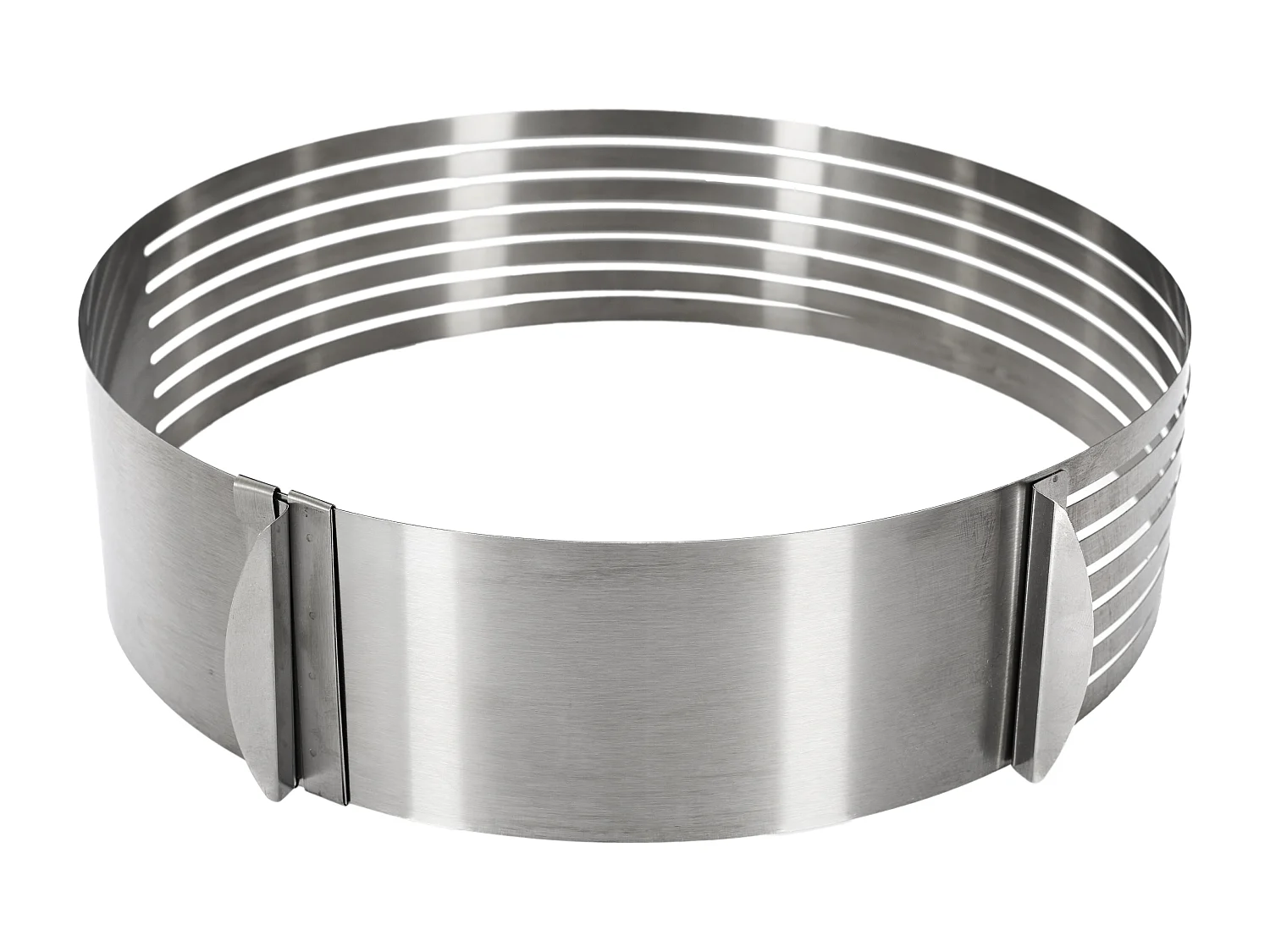Cercle à Trancher Génoise Réglable M8 Inox 6 Fentes Pré-découpées Diamètre 24-30cm