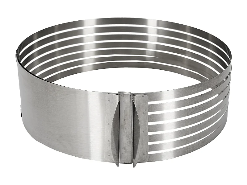 Cercle à Trancher Génoise Réglable M8 Inox 6 Fentes Pré-découpées Diamètre 24-30cm