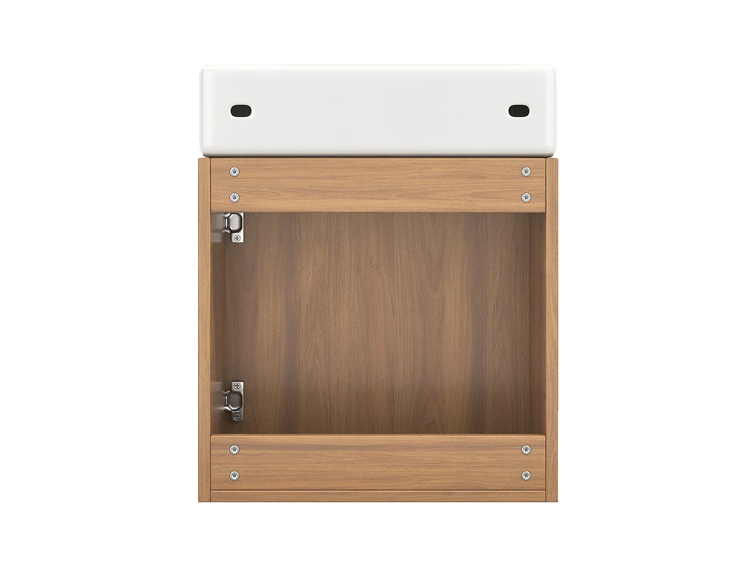 Meuble de salle de bain avec lavabo et meuble sous-vasque suspendu, bois naturel, design compact (46x26x56 cm)