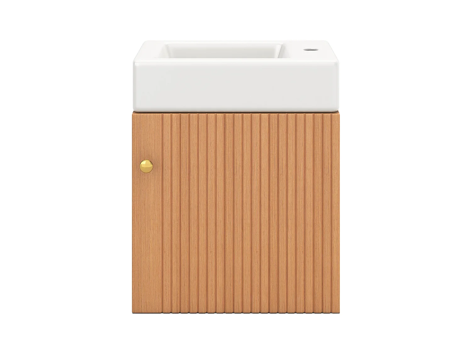 Meuble de salle de bain avec lavabo et meuble sous-vasque suspendu, bois naturel, design compact (46x26x56 cm)