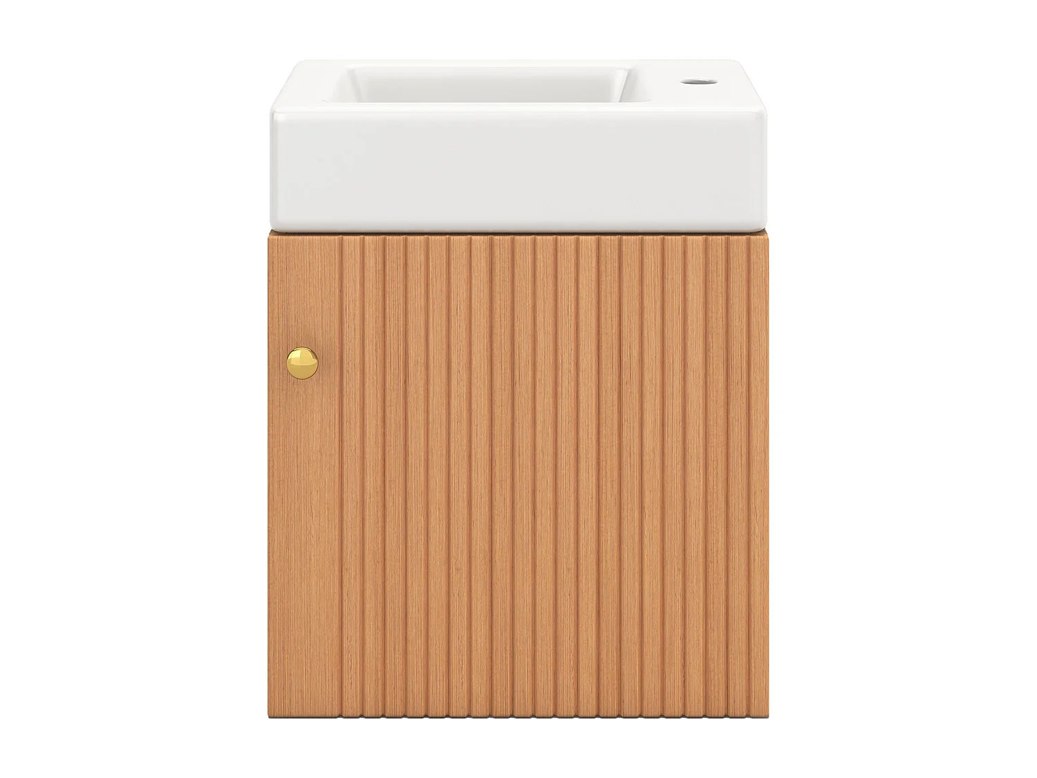 Badkamermeubel met wastafel en wandmeubel, natuurlijk hout, compact design (46x26x56 cm)