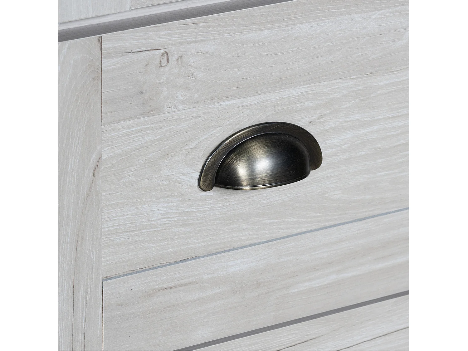 Armoire haute avec 2 portes vitrées, 3 tiroirs, MDF, bois clair (80x34x171 cm)