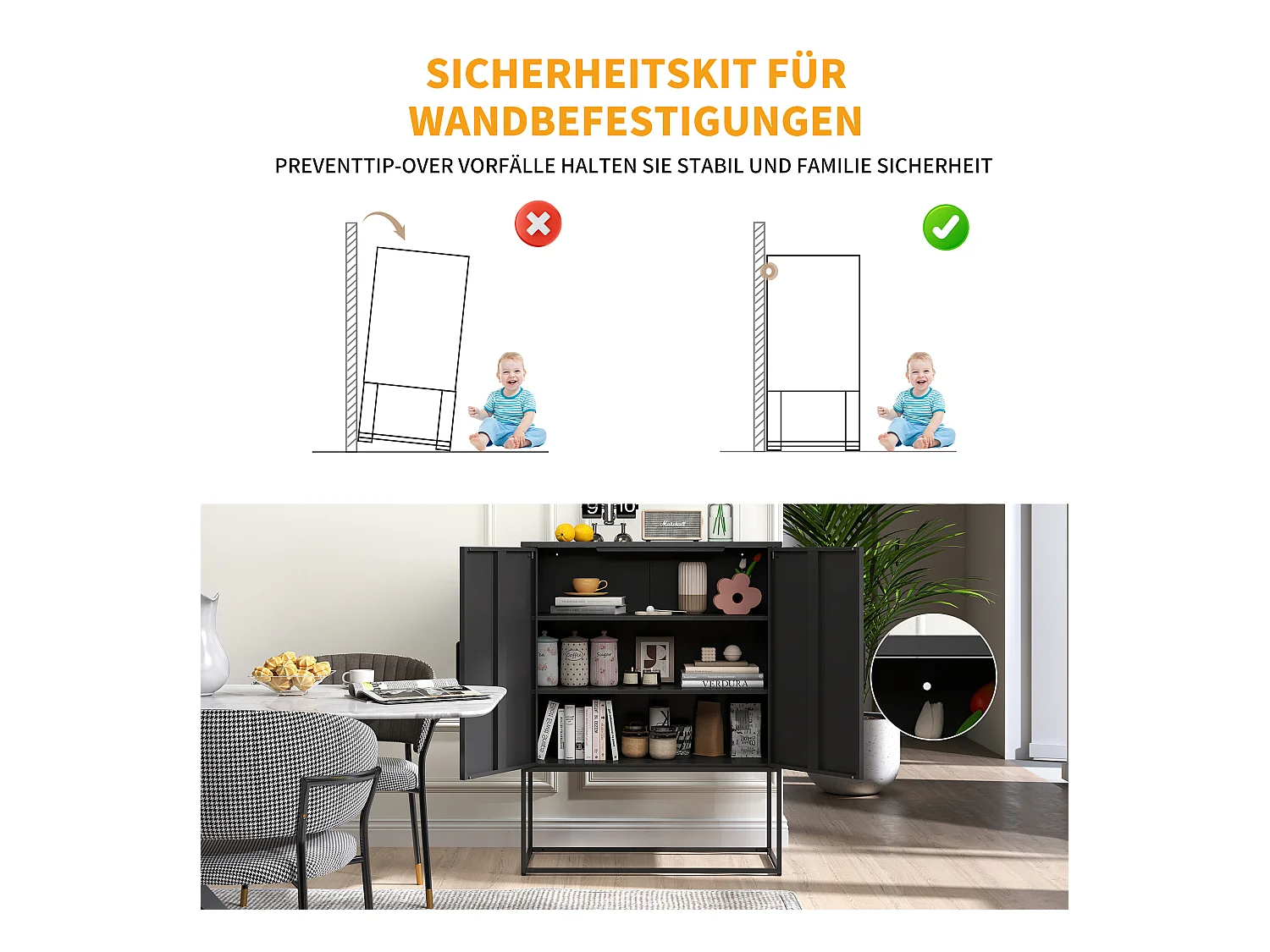 Armoire métallique de rangement, meuble de stockage à 2 étagères, portes magnétiques, métal, noir (85x40x109 cm)