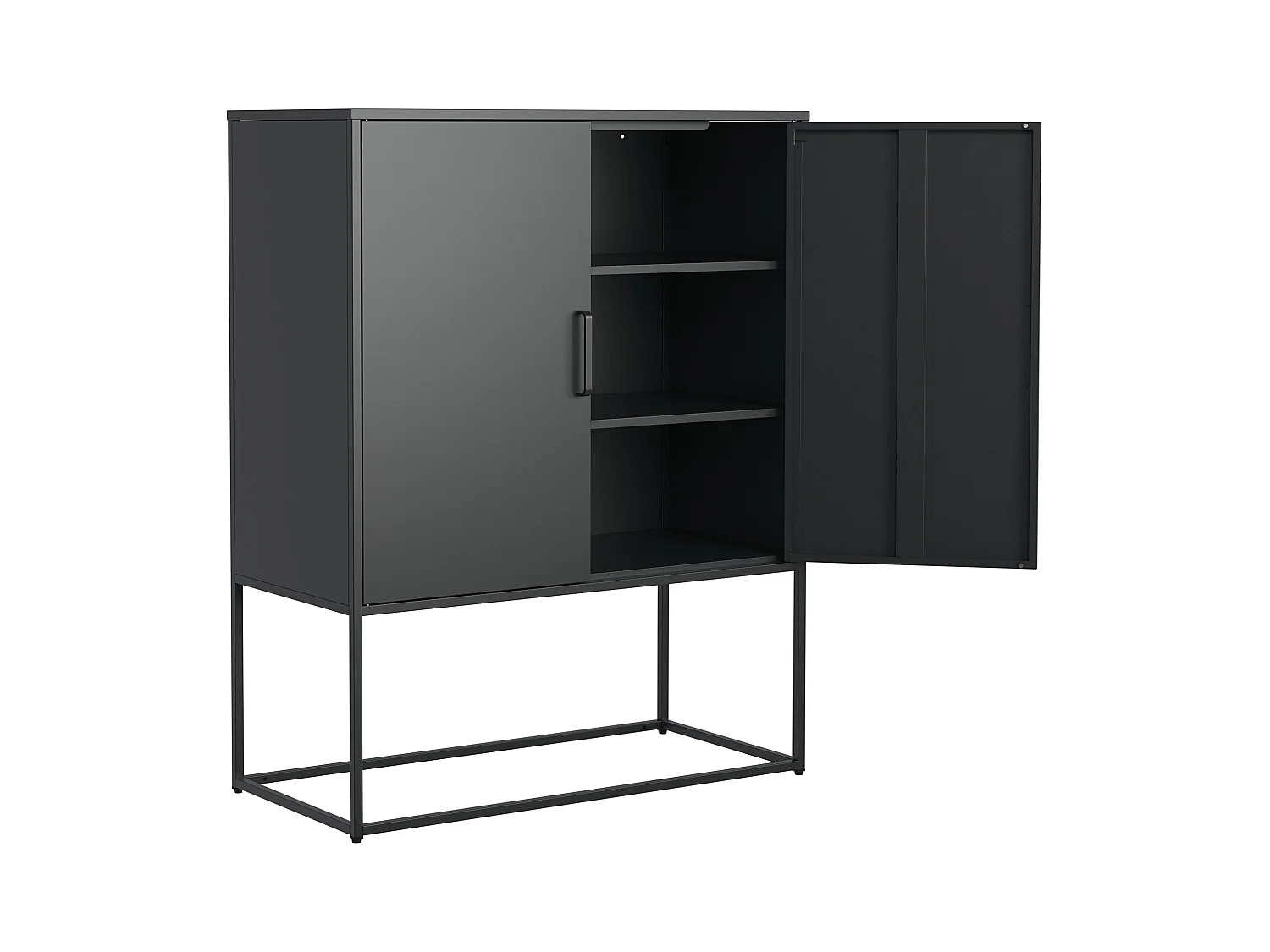 Armoire métallique de rangement, meuble de stockage à 2 étagères, portes magnétiques, métal, noir (85x40x109 cm)