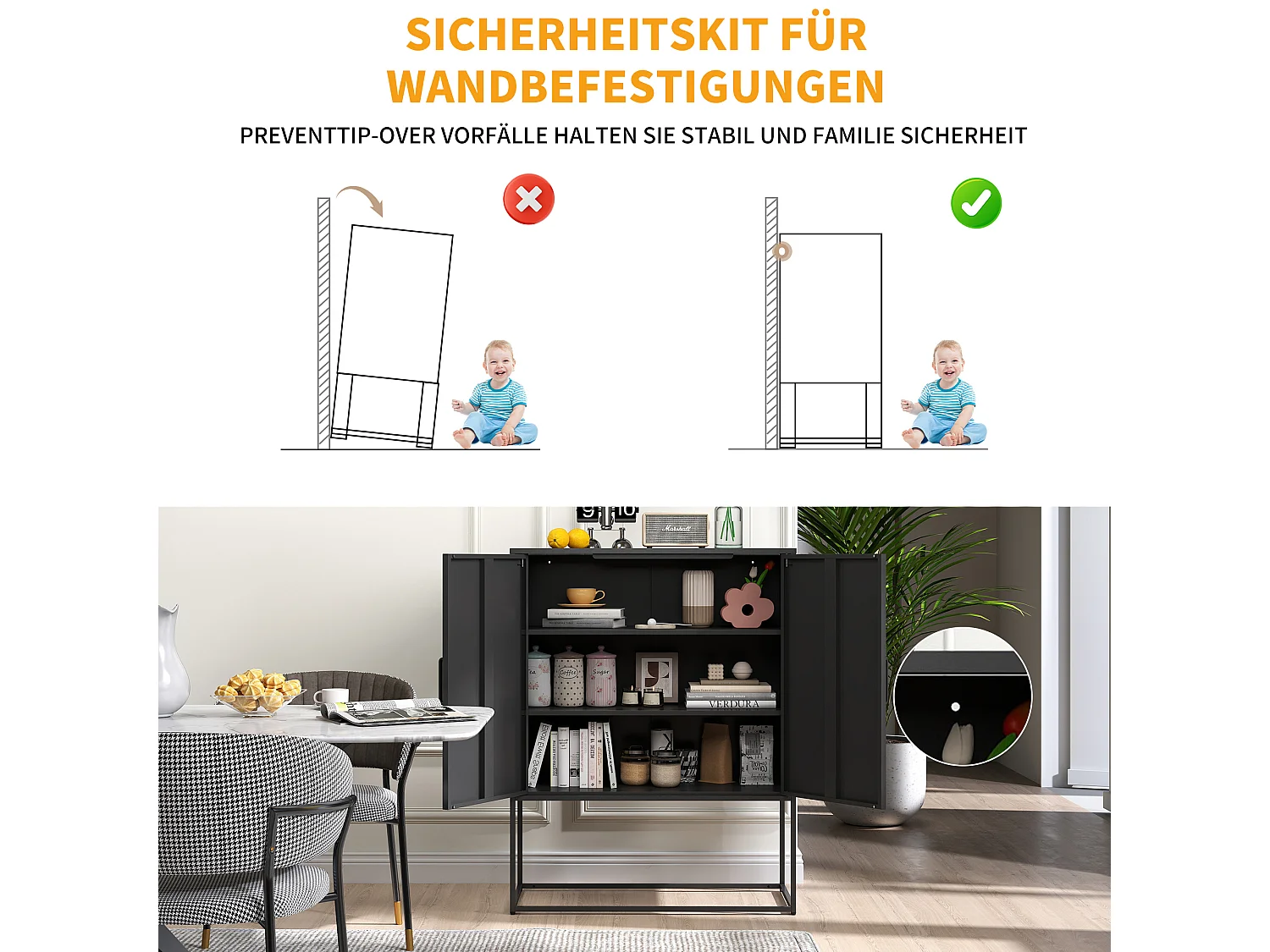 Armoire métallique de rangement, meuble de stockage à 2 étagères, portes magnétiques, métal, noir (85x40x109 cm)