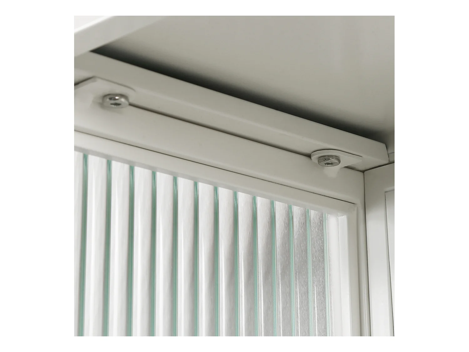 Cabinet mural moderne à portes en verre, étagères ajustables, porte-serviettes, blanc (60x23x78 cm)