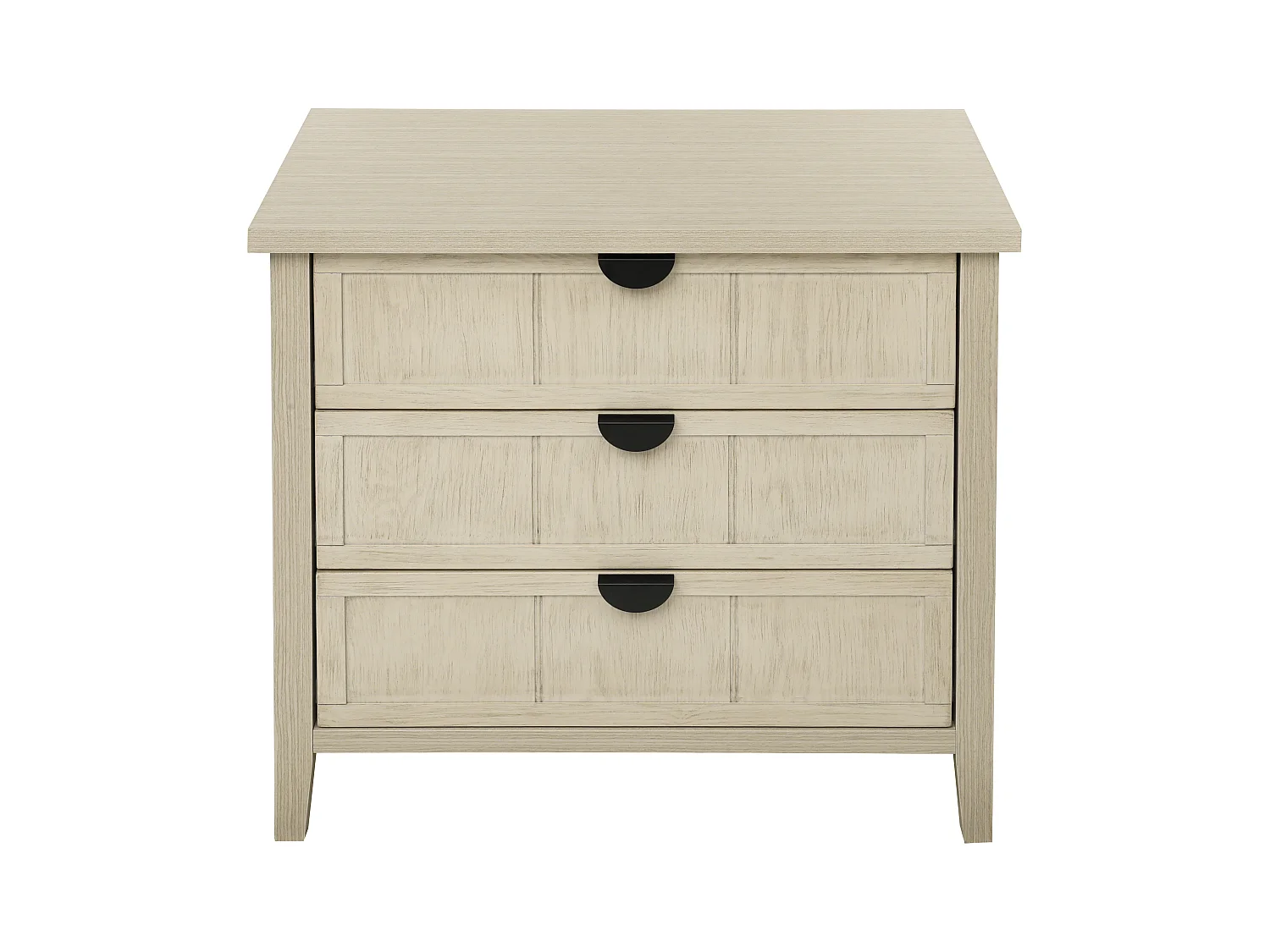 Meuble de rangement 3 tiroirs, design bois naturel avec porte en MDF, blanc et bois naturel (80x40x80 cm)