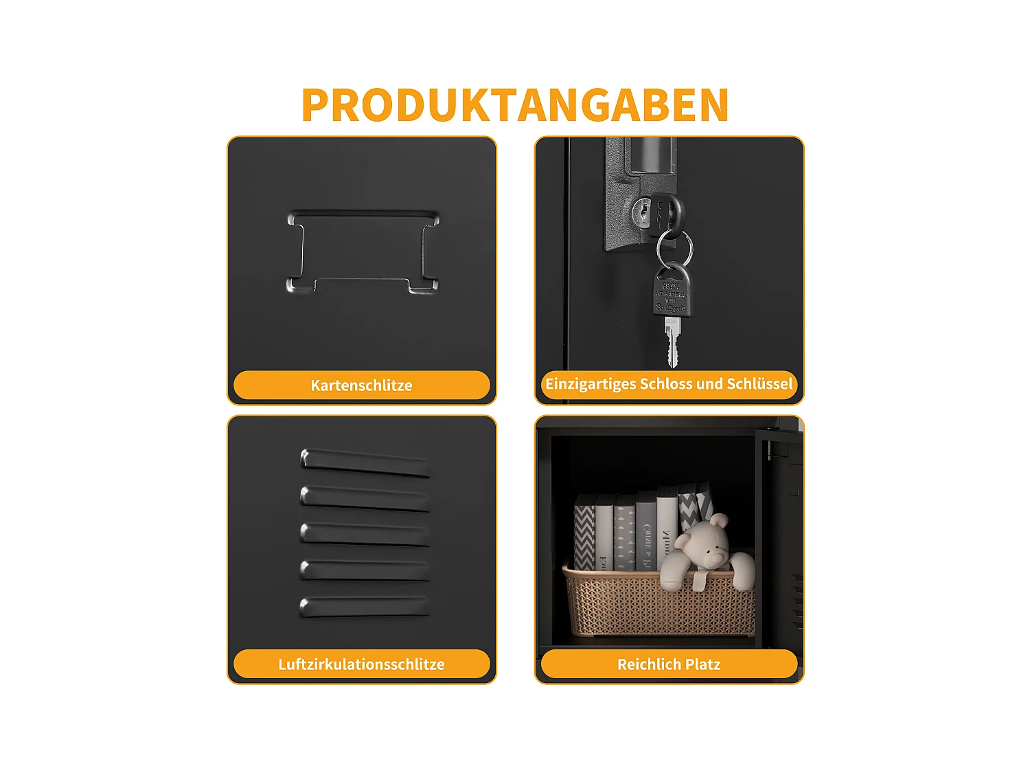 Armoire métallique à 9 portes, casier de rangement sécurisé pour bureau, école, salle de sport, métal, noir (90x40x100 cm)