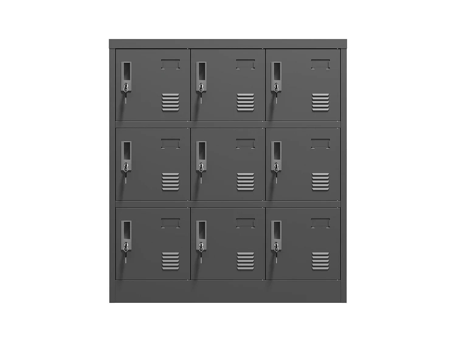 Armoire métallique à 9 portes, casier de rangement sécurisé pour bureau, école, salle de sport, métal, noir (90x40x100 cm)