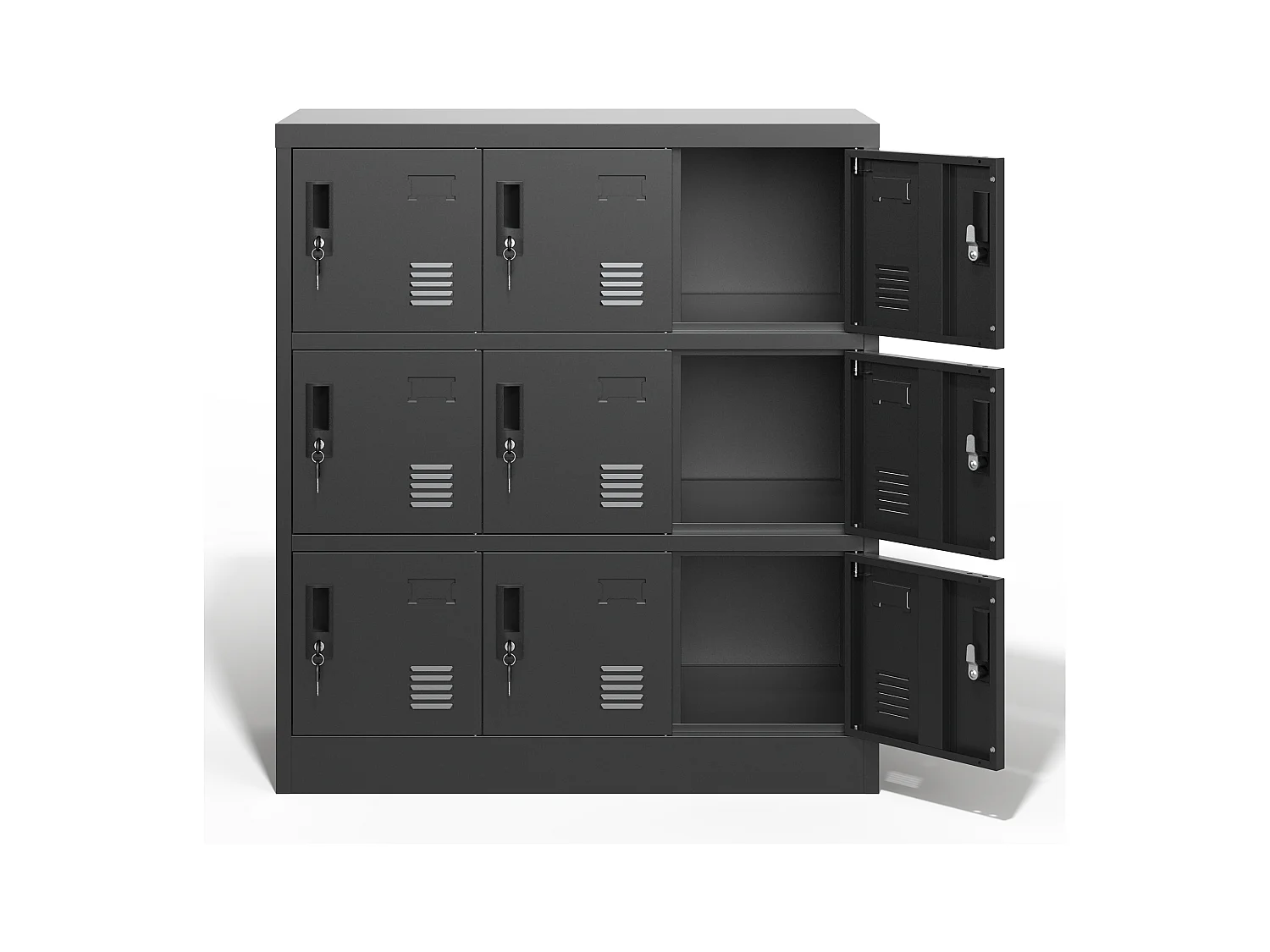Armoire métallique à 9 portes, casier de rangement sécurisé pour bureau, école, salle de sport, métal, noir (90x40x100 cm)