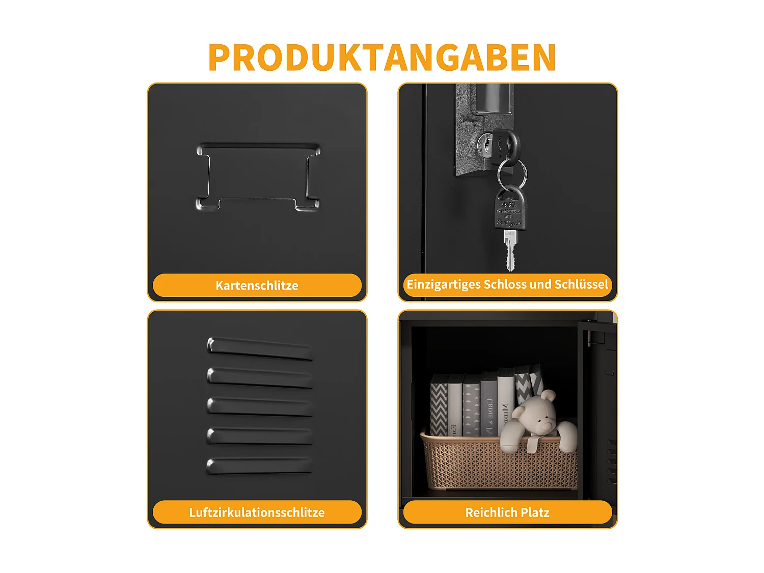 Armoire métallique à 9 portes, casier de rangement sécurisé pour bureau, école, salle de sport, métal, noir (90x40x100 cm)