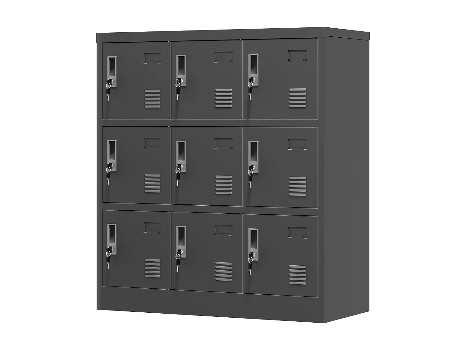 Armoire métallique à 9 portes, casier de rangement sécurisé pour bureau, école, salle de sport, métal, noir (90x40x100 cm)