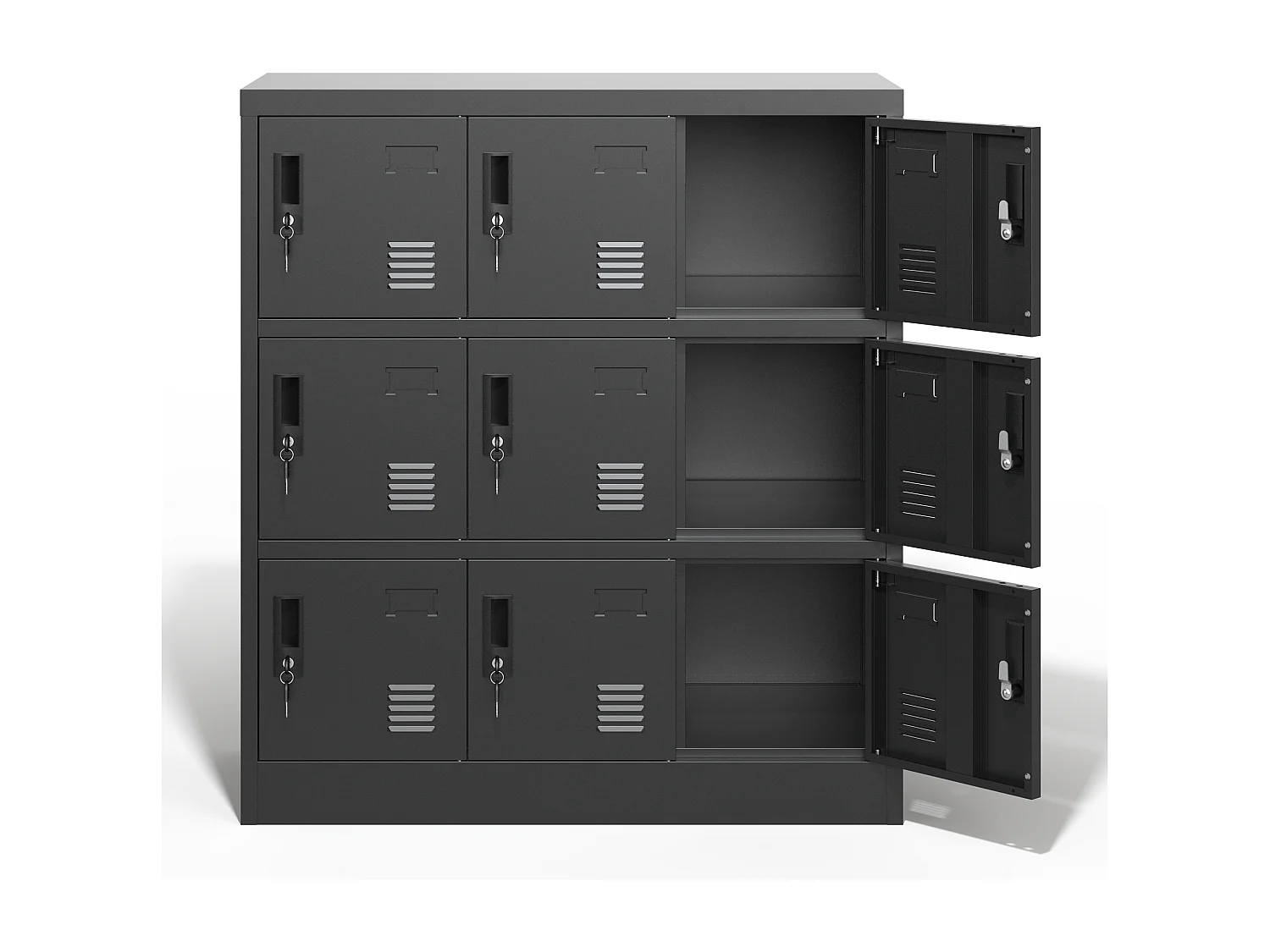 Armoire métallique à 9 portes, casier de rangement sécurisé pour bureau, école, salle de sport, métal, noir (90x40x100 cm)