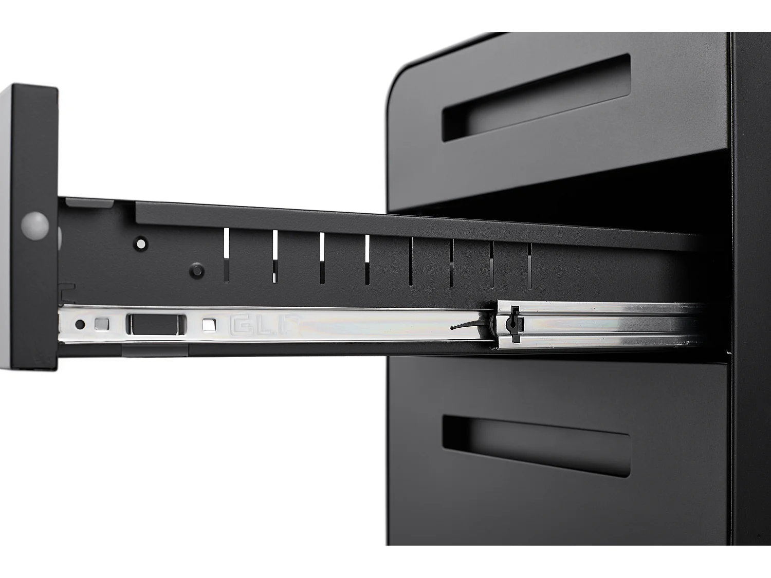 Armoire à fichiers mobile 3 tiroirs, métal, avec roulettes, anti-basculement, noir (46x40x58 cm)