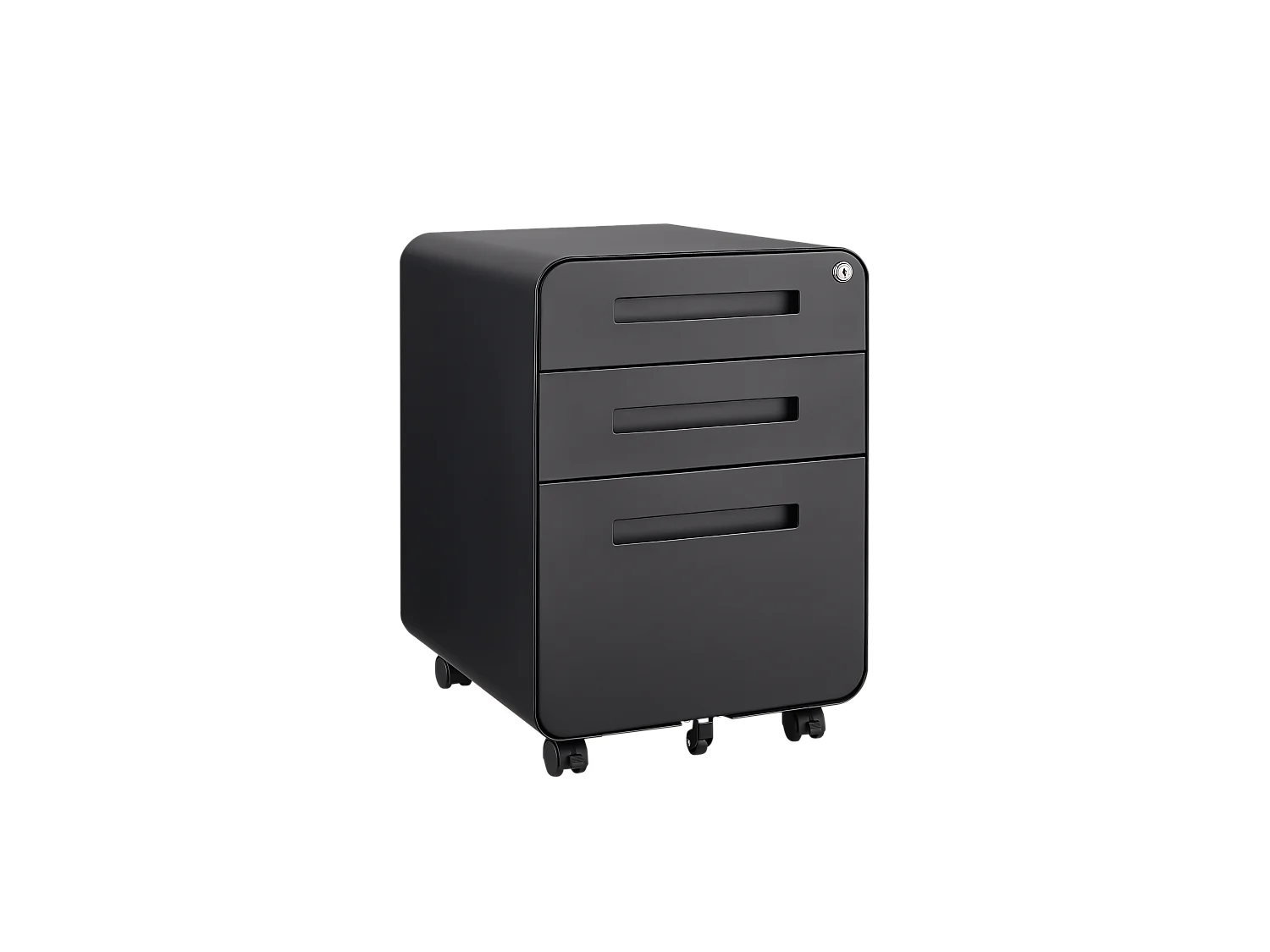 Armoire à fichiers mobile 3 tiroirs, métal, avec roulettes, anti-basculement, noir (46x40x58 cm)