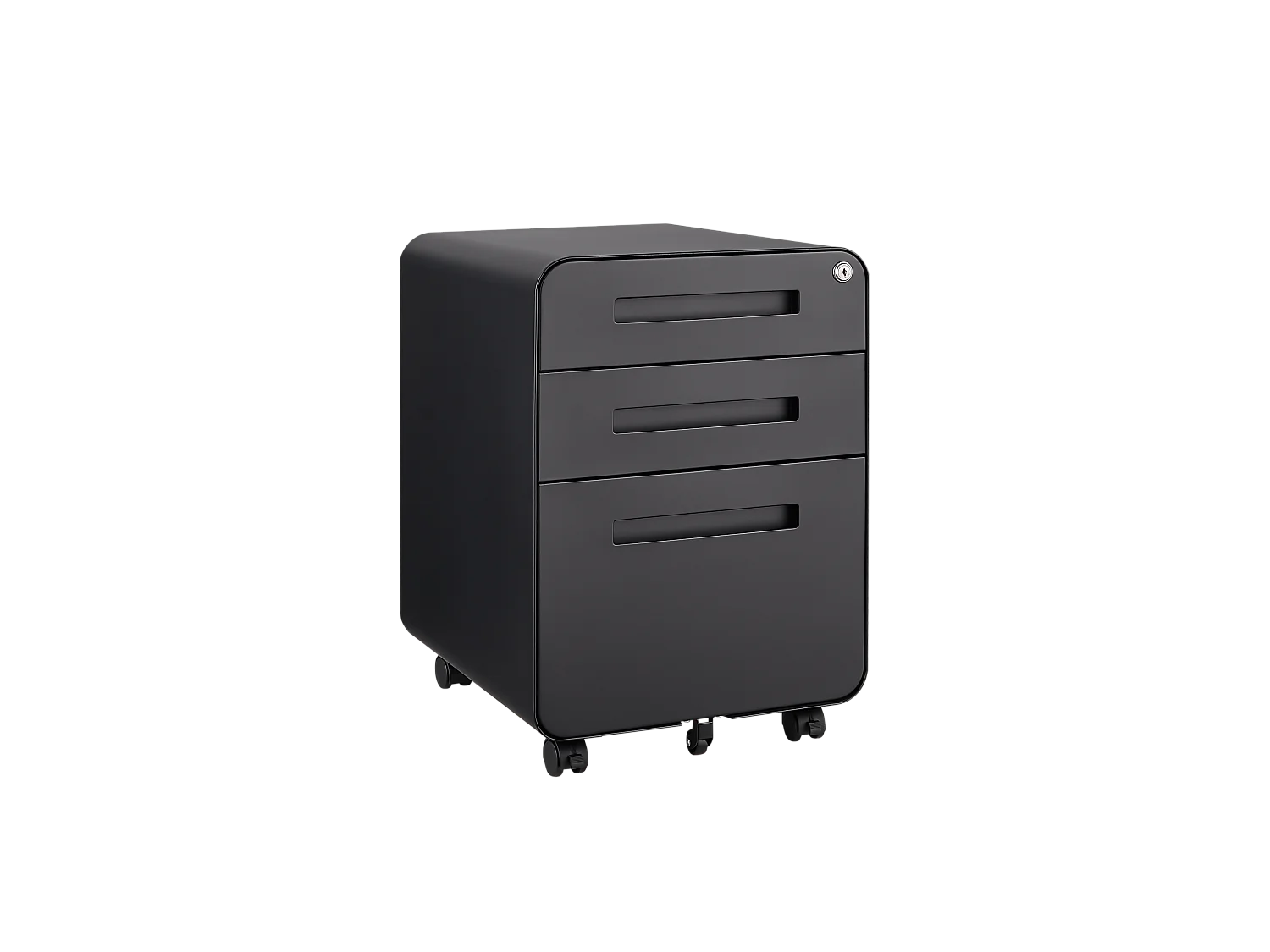 Armoire à fichiers mobile 3 tiroirs, métal, avec roulettes, anti-basculement, noir (46x40x58 cm)