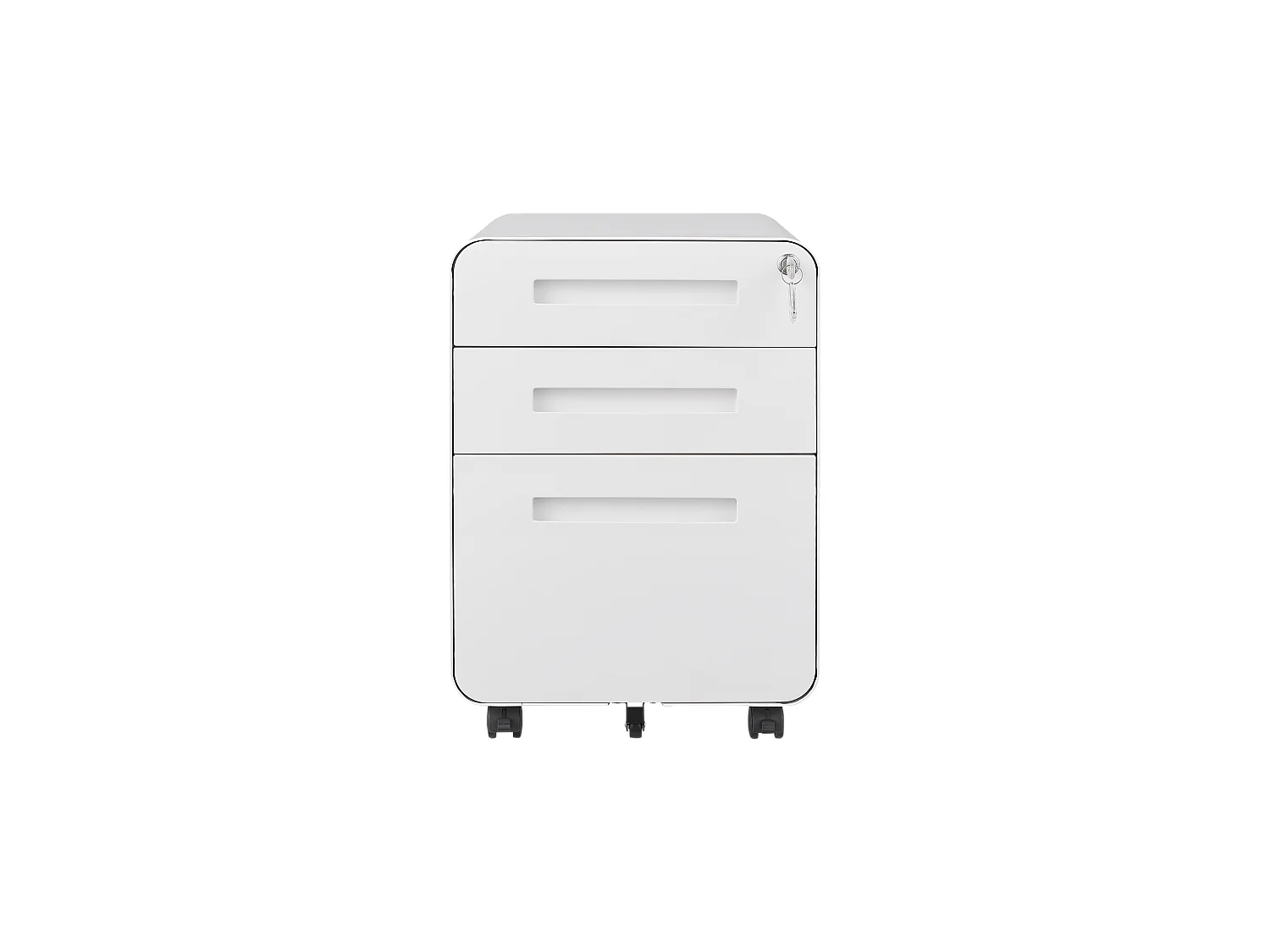 Armoire à fichiers mobile 3 tiroirs, métal, verrouillable, avec roulettes, blanc (46x40x58 cm)