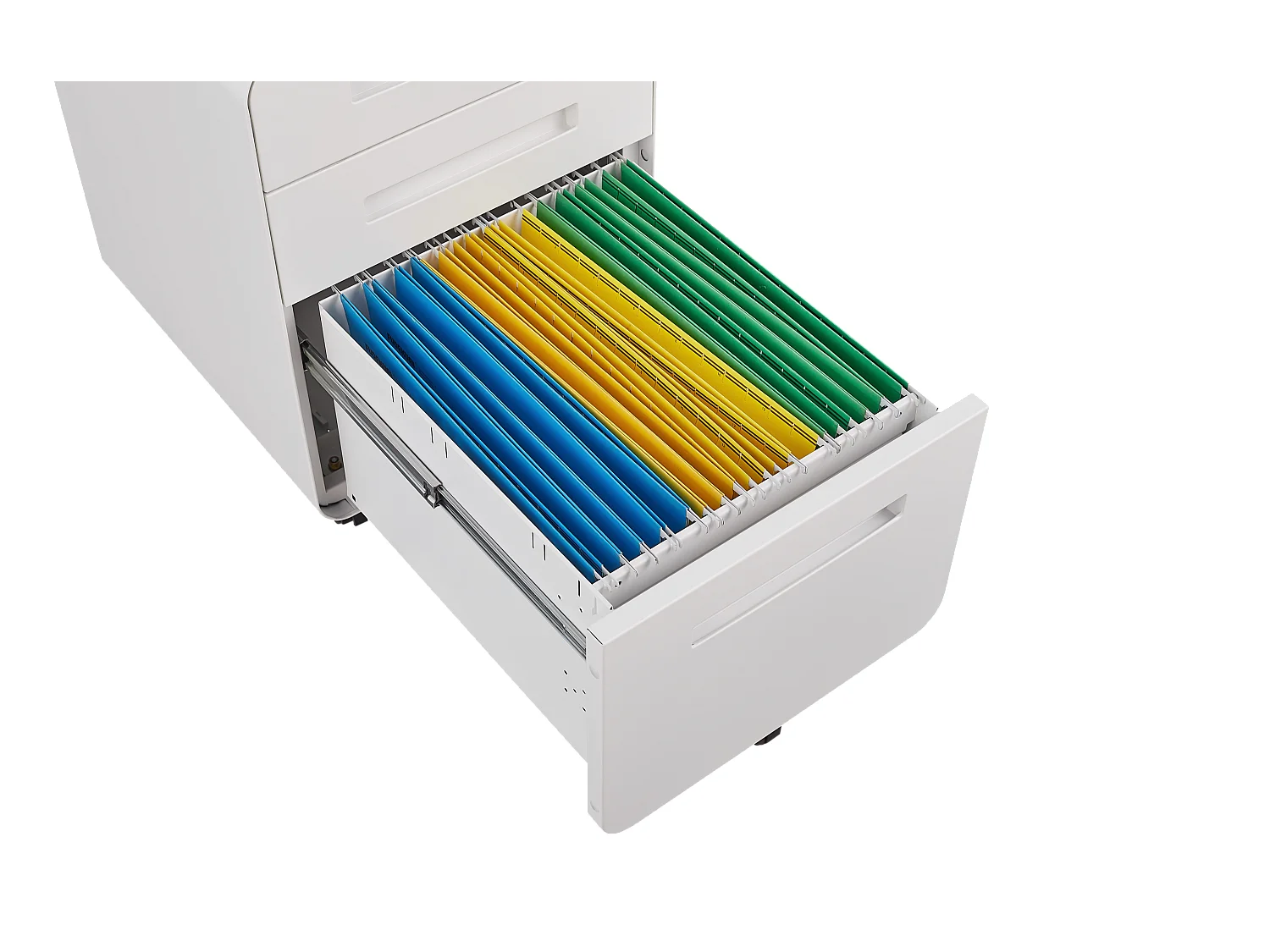 Armoire à fichiers mobile 3 tiroirs, métal, verrouillable, avec roulettes, blanc (46x40x58 cm)