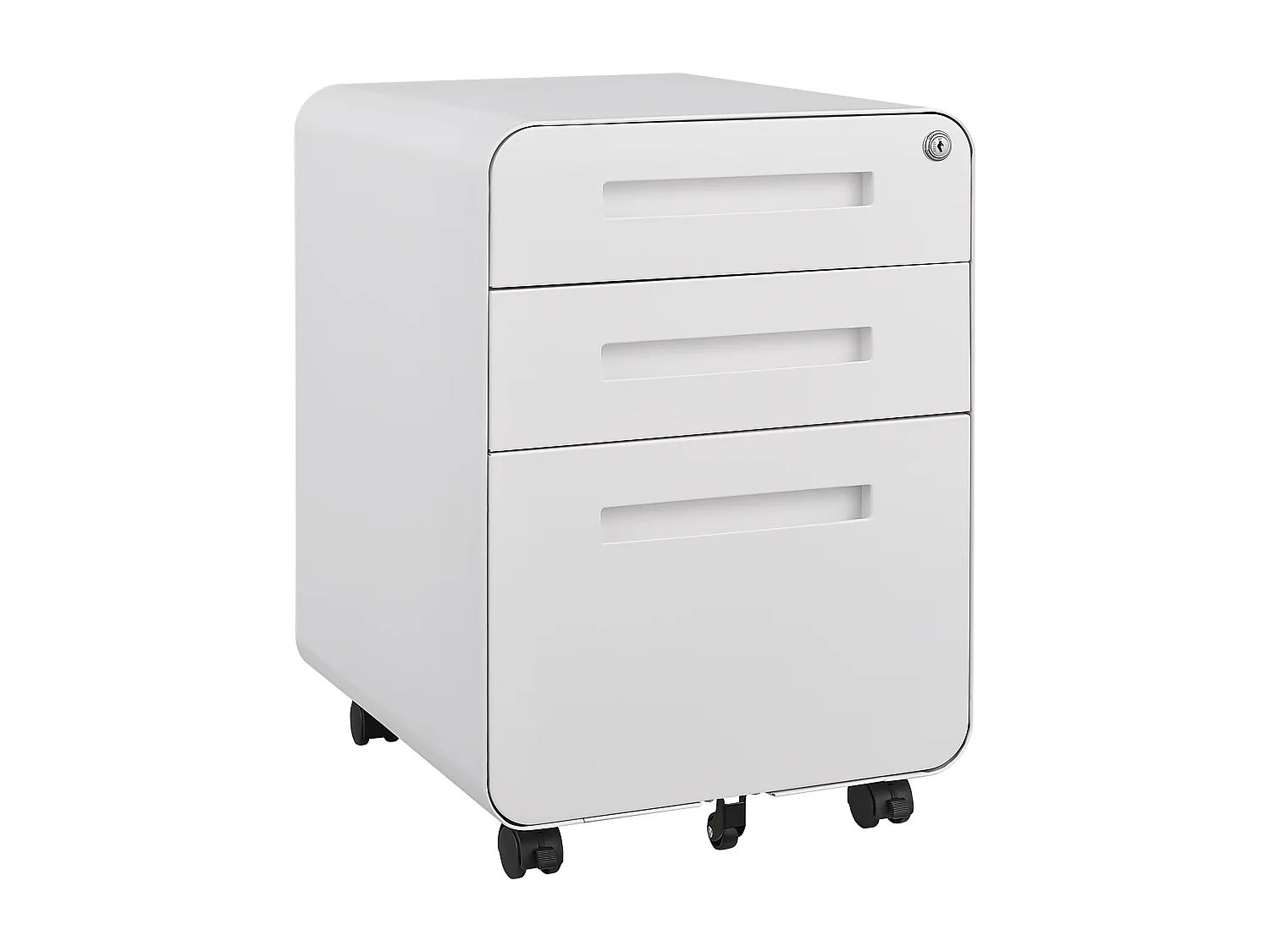 Armoire à fichiers mobile 3 tiroirs, métal, verrouillable, avec roulettes, blanc (46x40x58 cm)