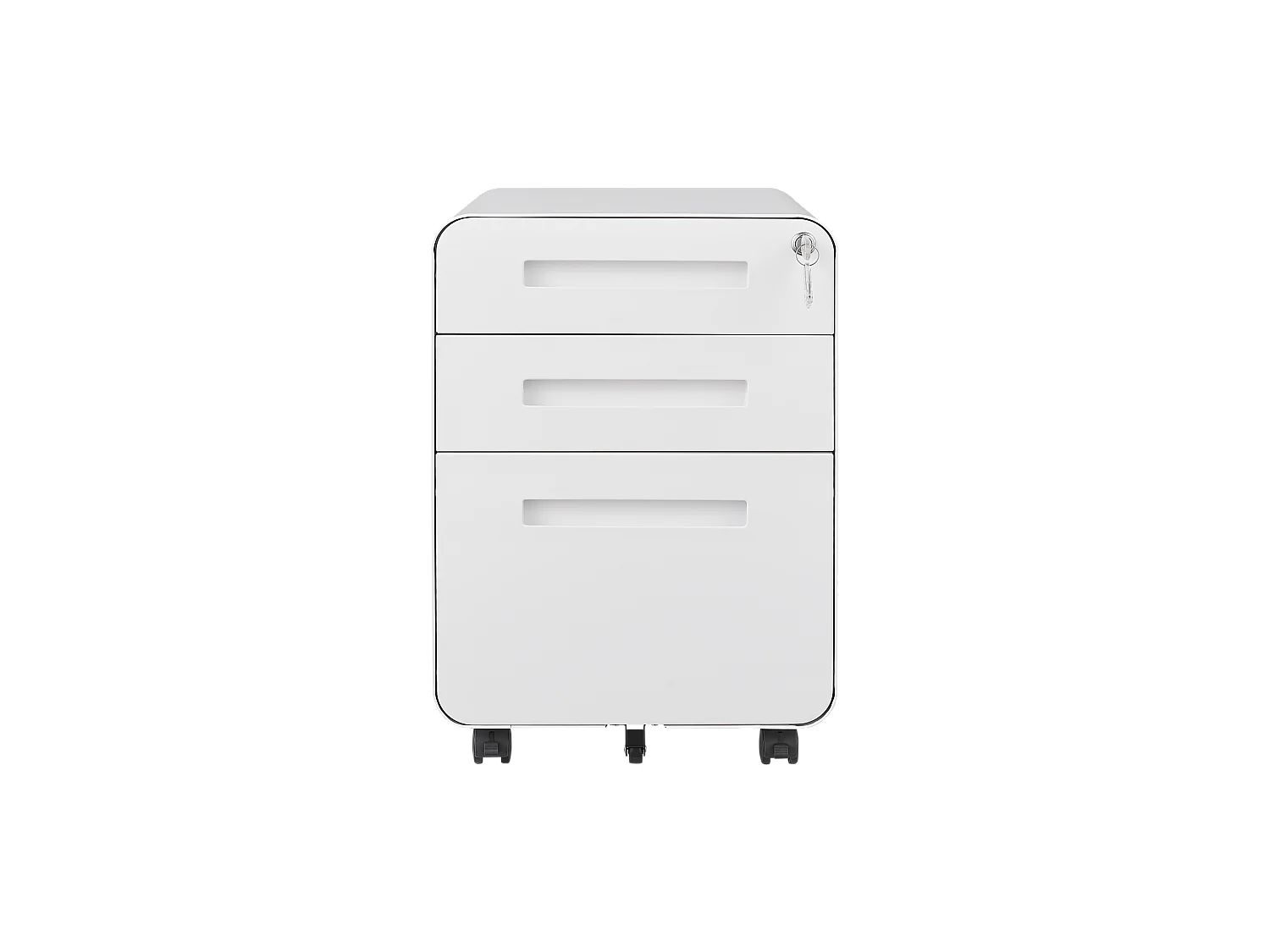 Armoire à fichiers mobile 3 tiroirs, métal, verrouillable, avec roulettes, blanc (46x40x58 cm)