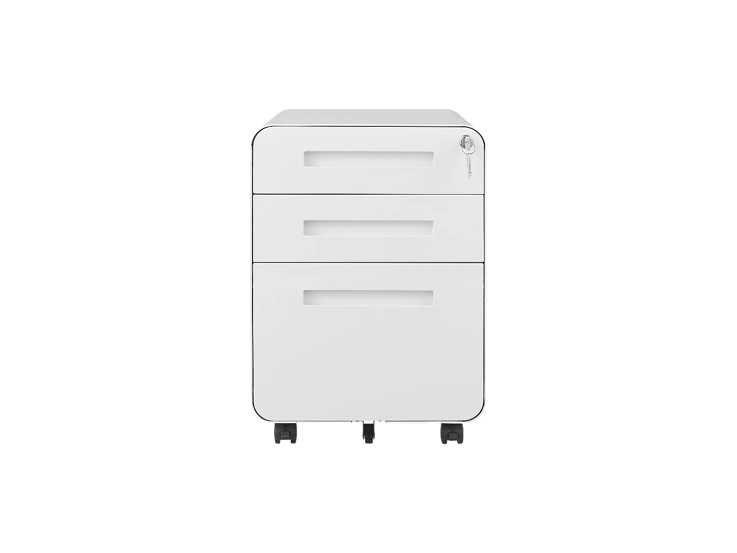 Armoire à fichiers mobile 3 tiroirs, métal, verrouillable, avec roulettes, blanc (46x40x58 cm)