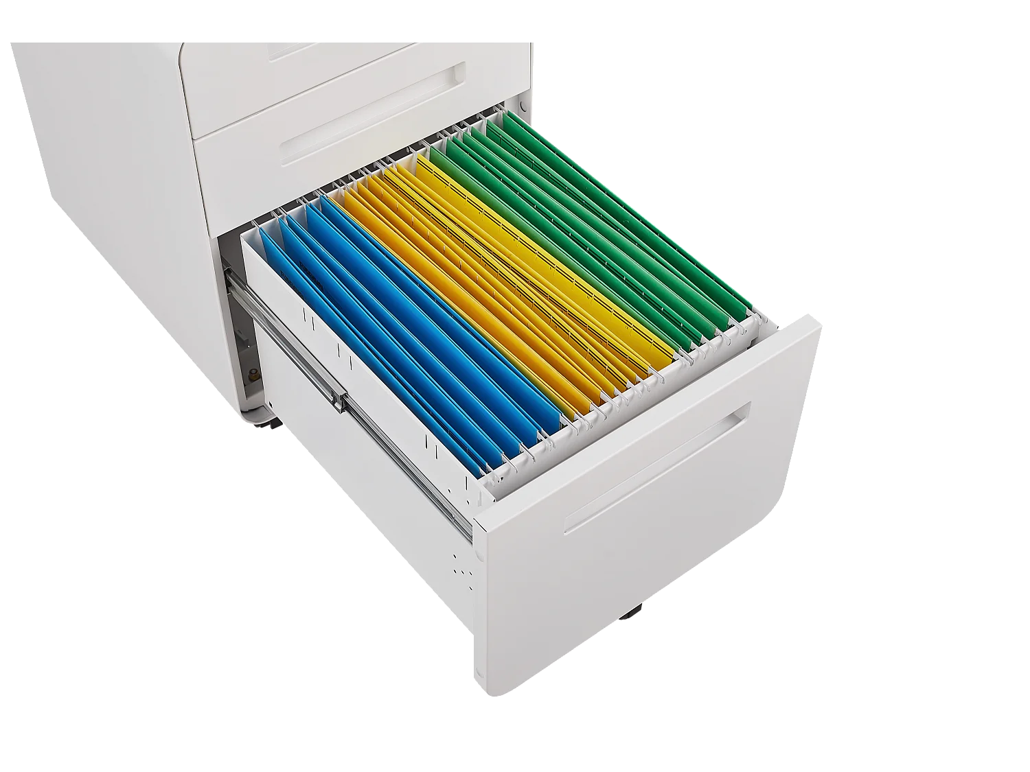 Armoire à fichiers mobile 3 tiroirs, métal, verrouillable, avec roulettes, blanc (46x40x58 cm)