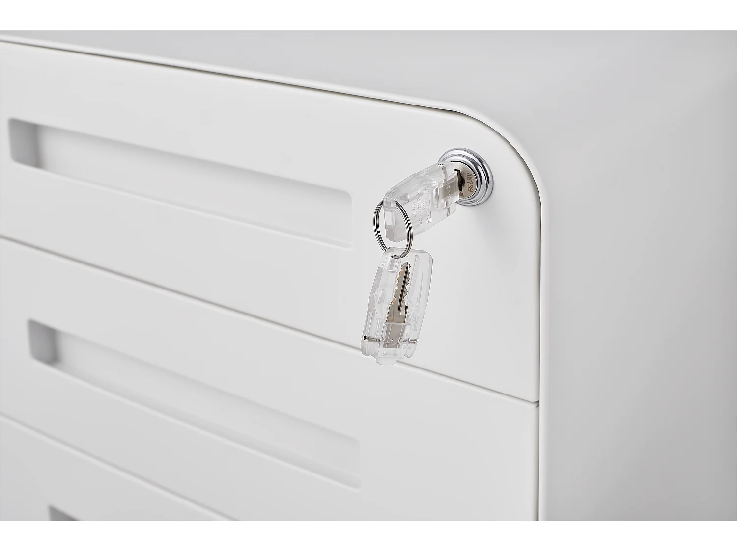 Armoire à fichiers mobile 3 tiroirs, métal, verrouillable, avec roulettes, blanc (46x40x58 cm)