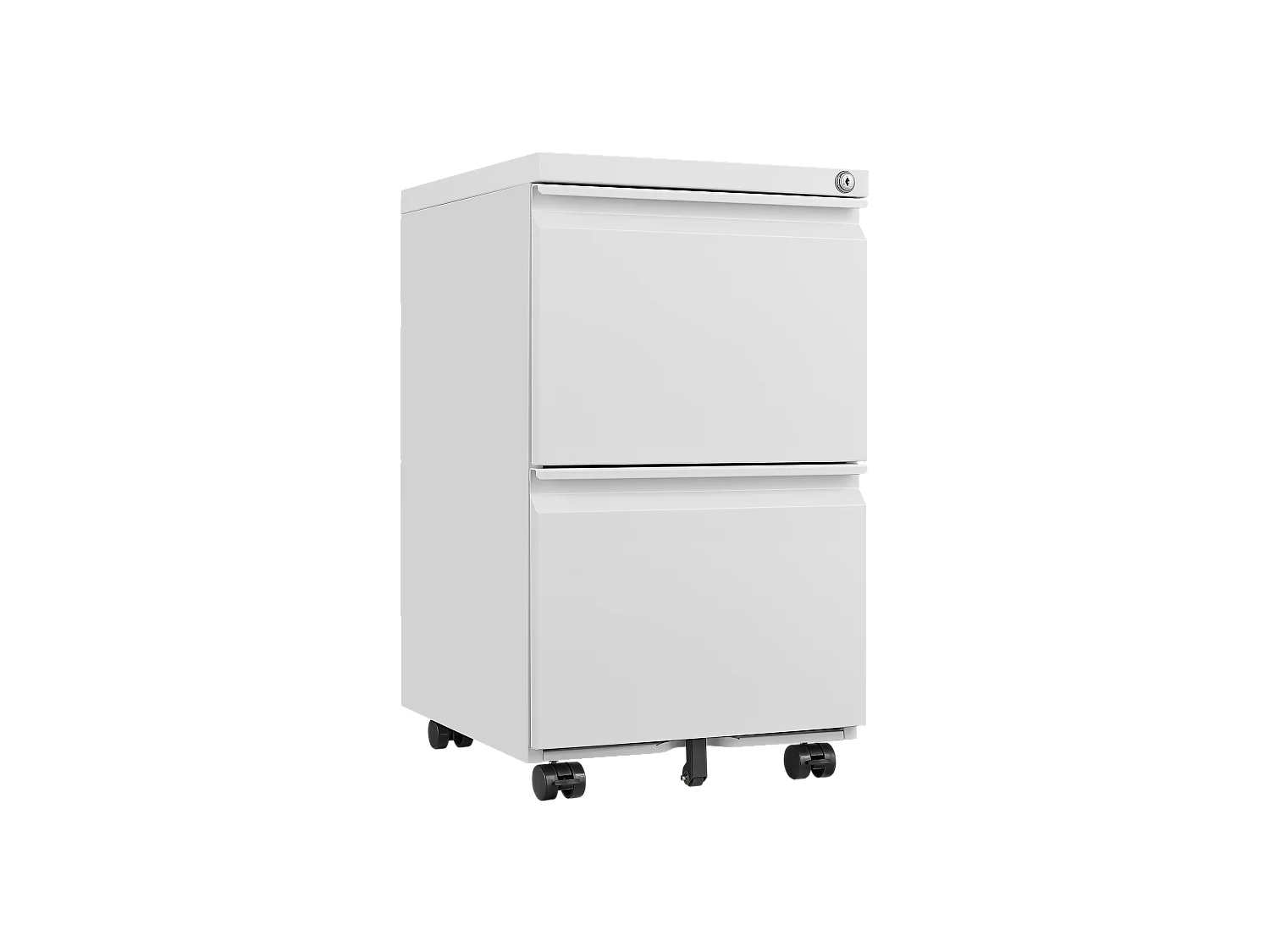 Armoire à fichiers mobile 2 tiroirs, métal, verrouillable, sous le bureau, blanc (39x45x72.4 cm)