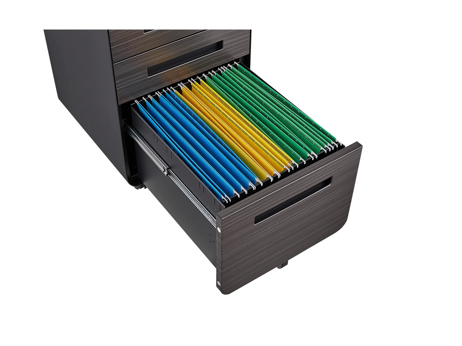 Armoire à fichiers mobile 3 tiroirs, métal, verrouillable, avec roulettes, noir (46x40x58 cm)