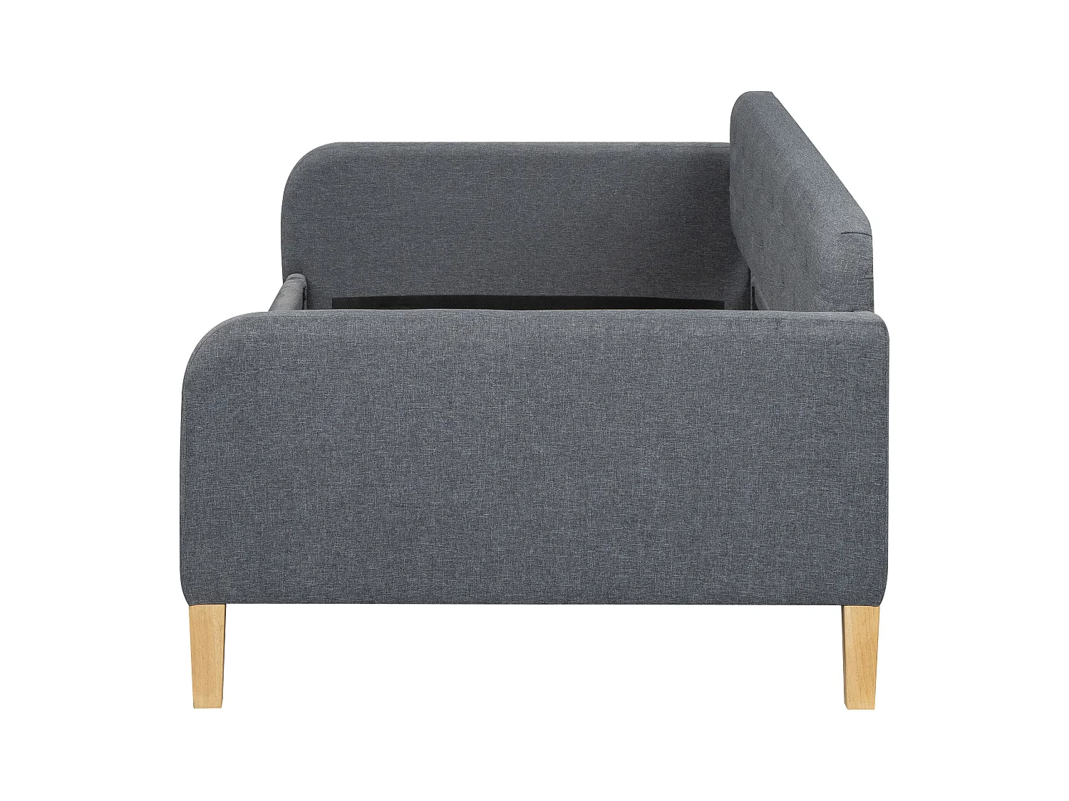 Canapé-lit 90x200 cm, avec lit escamotable, bouton clouté, design simple et élégant, en lin, gris (215x102x70 cm)