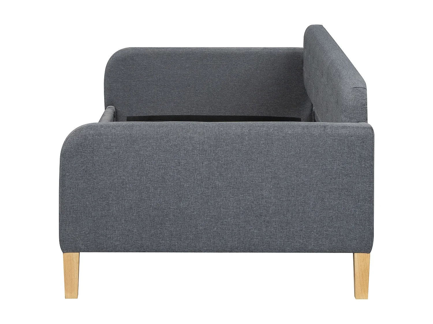 Canapé-lit 90x200 cm, avec lit escamotable, bouton clouté, design simple et élégant, en lin, gris (215x102x70 cm)