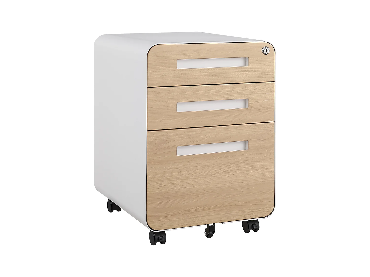 Mobiele archiefkast met 3 laden, staal, afsluitbaar, verstelbare planken, wit (46x40x58 cm)