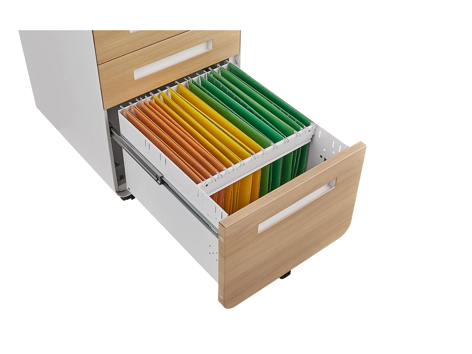 Mobiele archiefkast met 3 laden, staal, afsluitbaar, verstelbare planken, wit (46x40x58 cm)