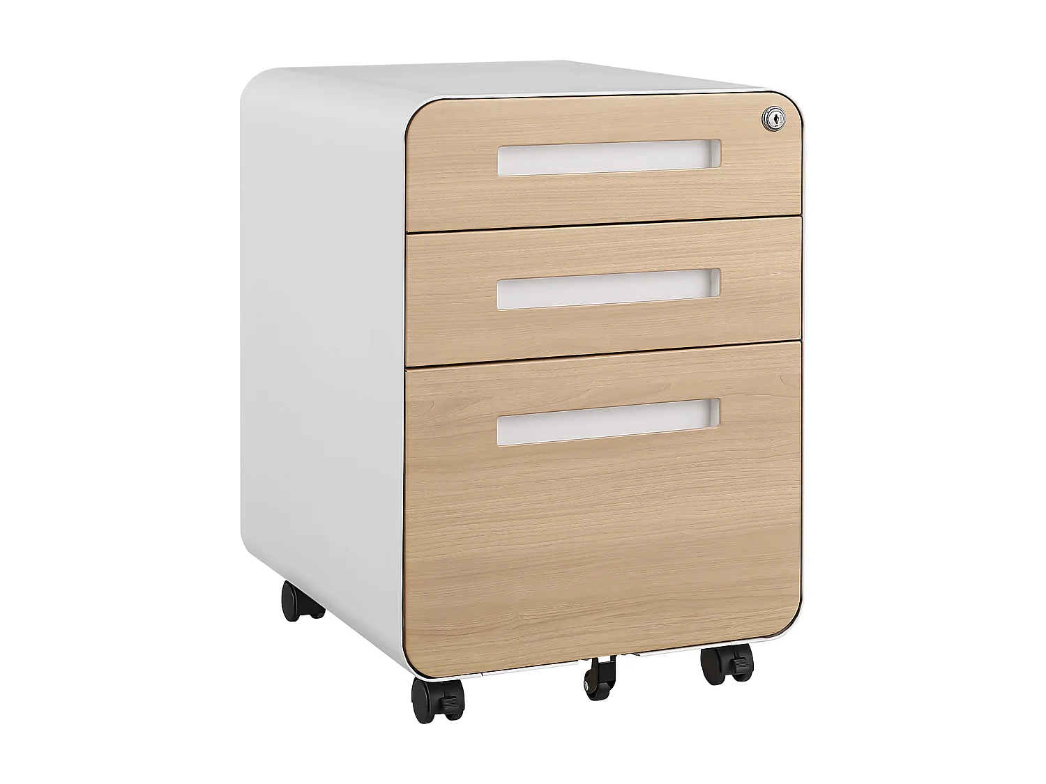 Armoire à fichiers mobile 3 tiroirs, acier, verrouillable, étagères ajustables, blanc (46x40x58 cm)