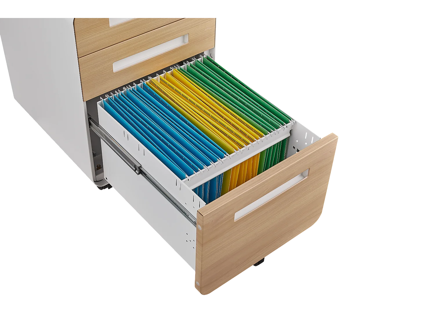 Armoire à fichiers mobile 3 tiroirs, acier, verrouillable, étagères ajustables, blanc (46x40x58 cm)