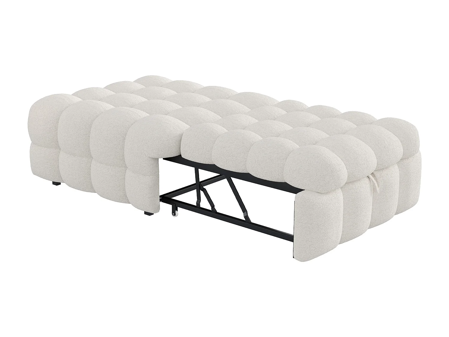 2-in-1 zitzakbed, uitschuifbare slaapbank, teddystof, beige (183x76x72 cm)