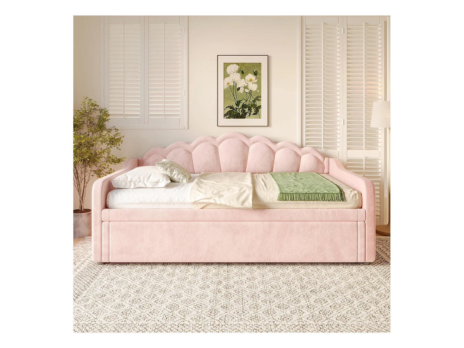 Lit avec tiroirs de rangement, canapé-lit hydraulique, 90x200cm (180x200cm), en velours, LED changeant de couleur, rose (214x98x87 cm)