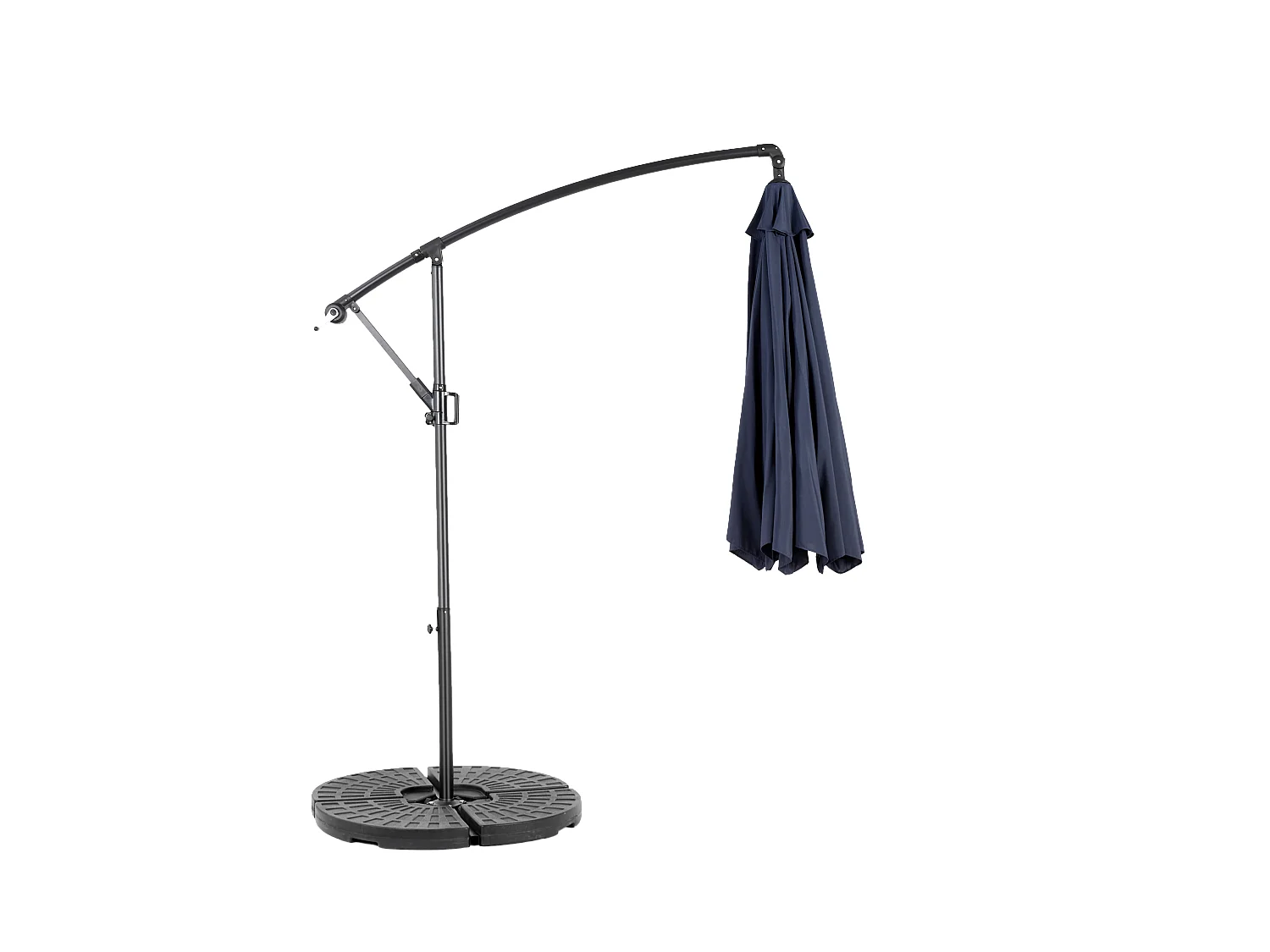 Parasol extérieur double face rectangulaire avec manivelle, structure en acier, bleu marine (4.5x4.5x3m)