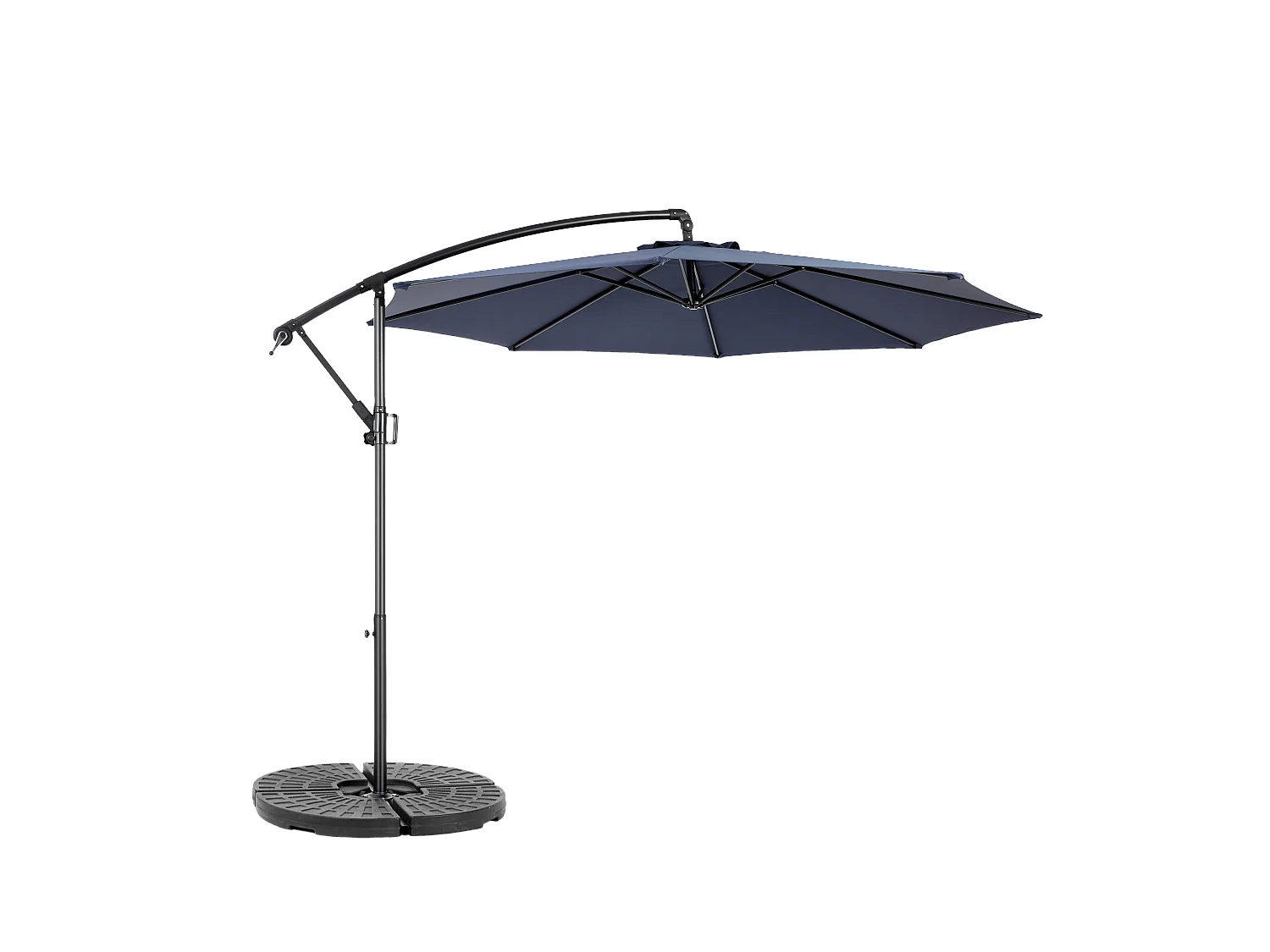 Parasol extérieur double face rectangulaire avec manivelle, structure en acier, bleu marine (4.5x4.5x3m)