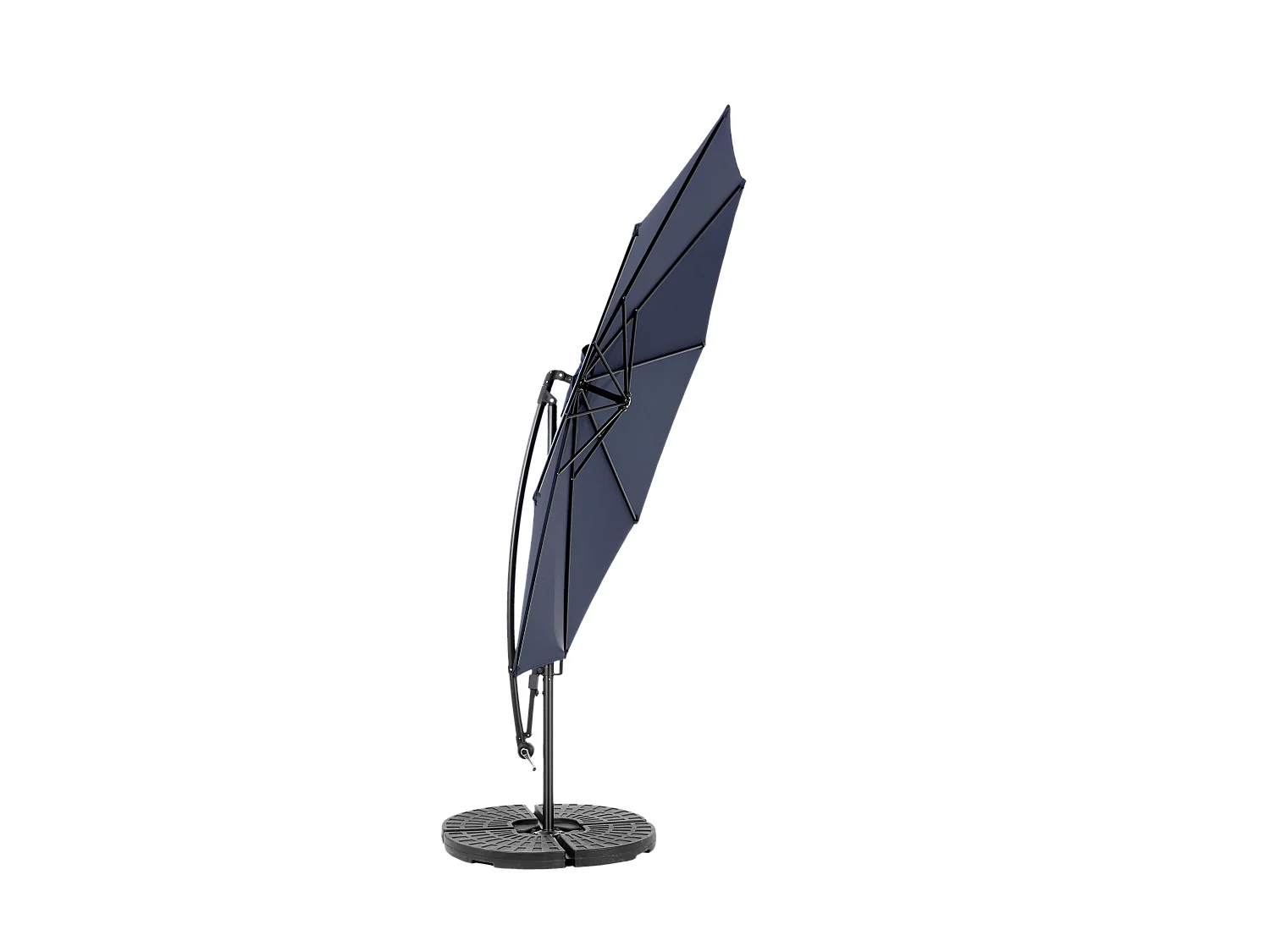 Parasol extérieur double face rectangulaire avec manivelle, structure en acier, bleu marine (4.5x4.5x3m)