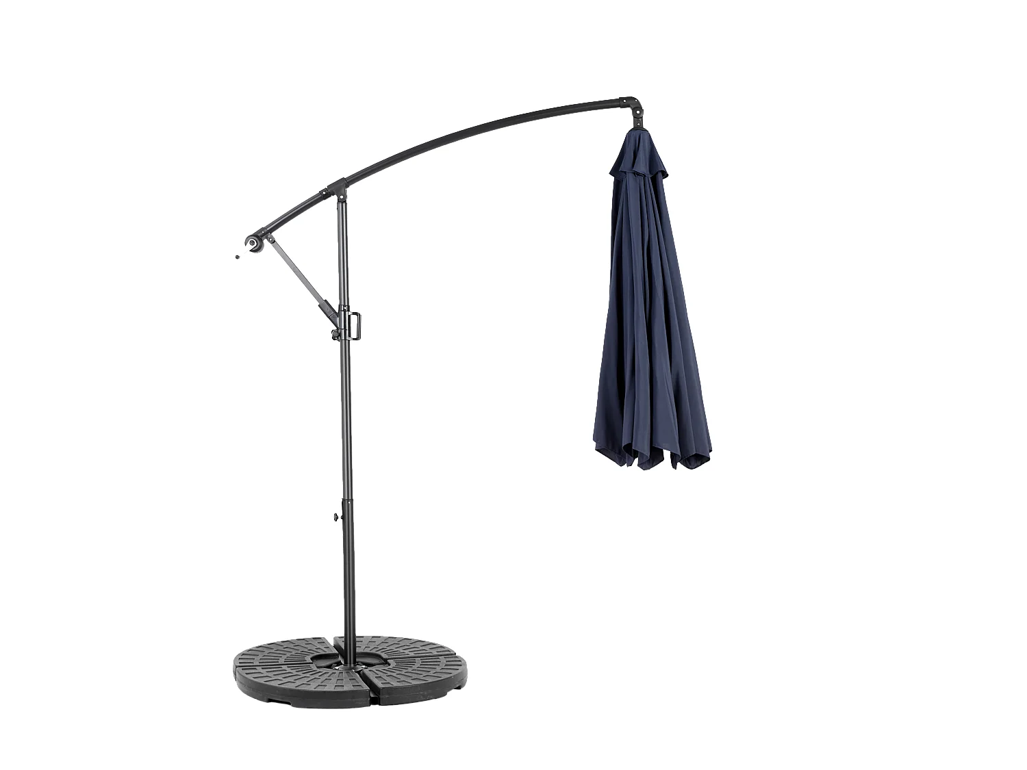 Parasol extérieur double face rectangulaire avec manivelle, structure en acier, bleu marine (4.5x4.5x3m)