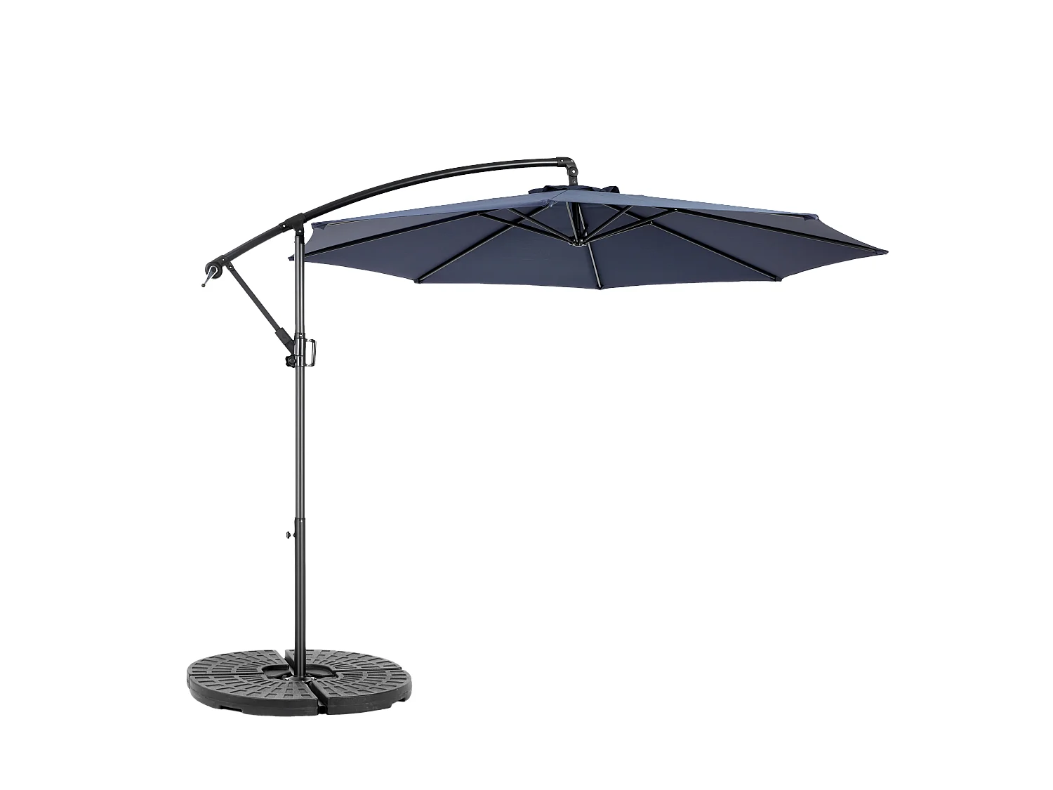 Parasol extérieur double face rectangulaire avec manivelle, structure en acier, bleu marine (4.5x4.5x3m)