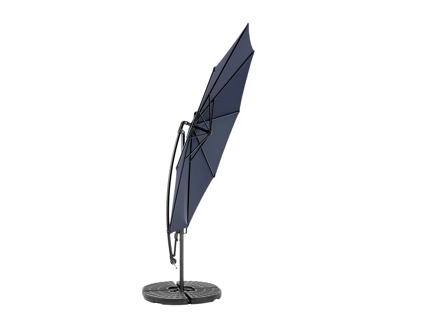 Parasol extérieur double face rectangulaire avec manivelle, structure en acier, bleu marine (4.5x4.5x3m)