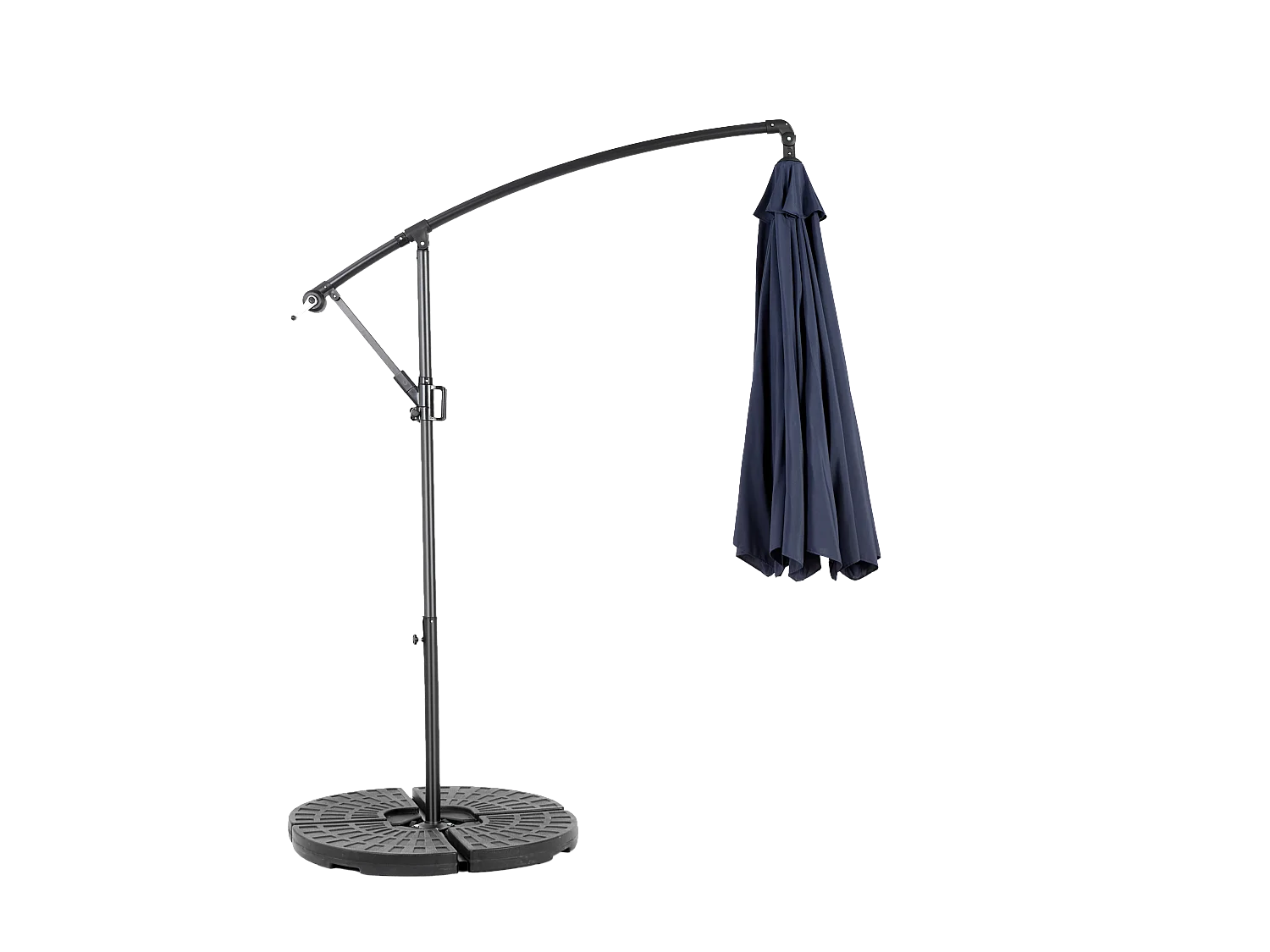 Parasol extérieur double face rectangulaire avec manivelle, structure en acier, bleu marine (4.5x4.5x3m)