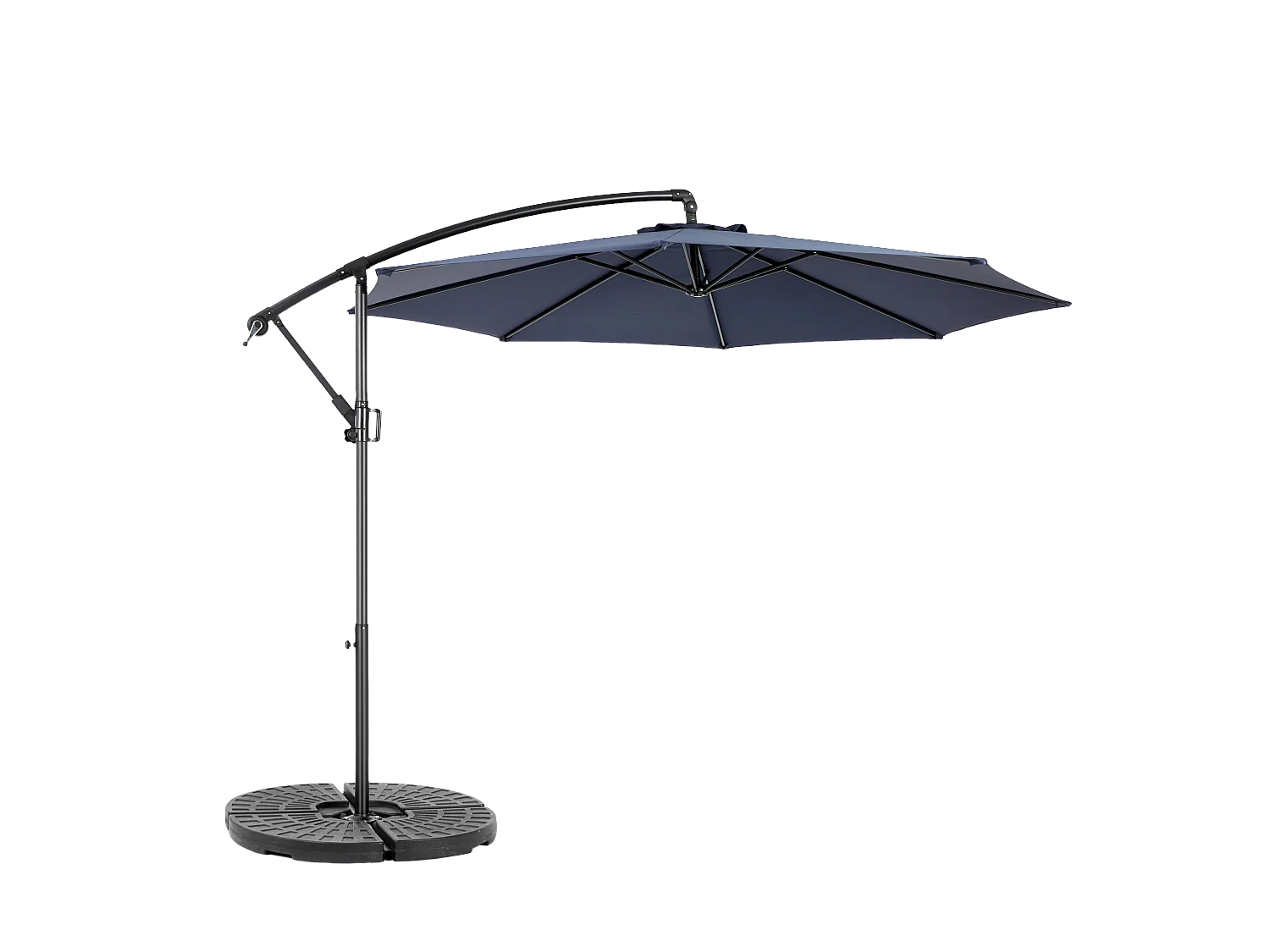 Parasol extérieur double face rectangulaire avec manivelle, structure en acier, bleu marine (4.5x4.5x3m)