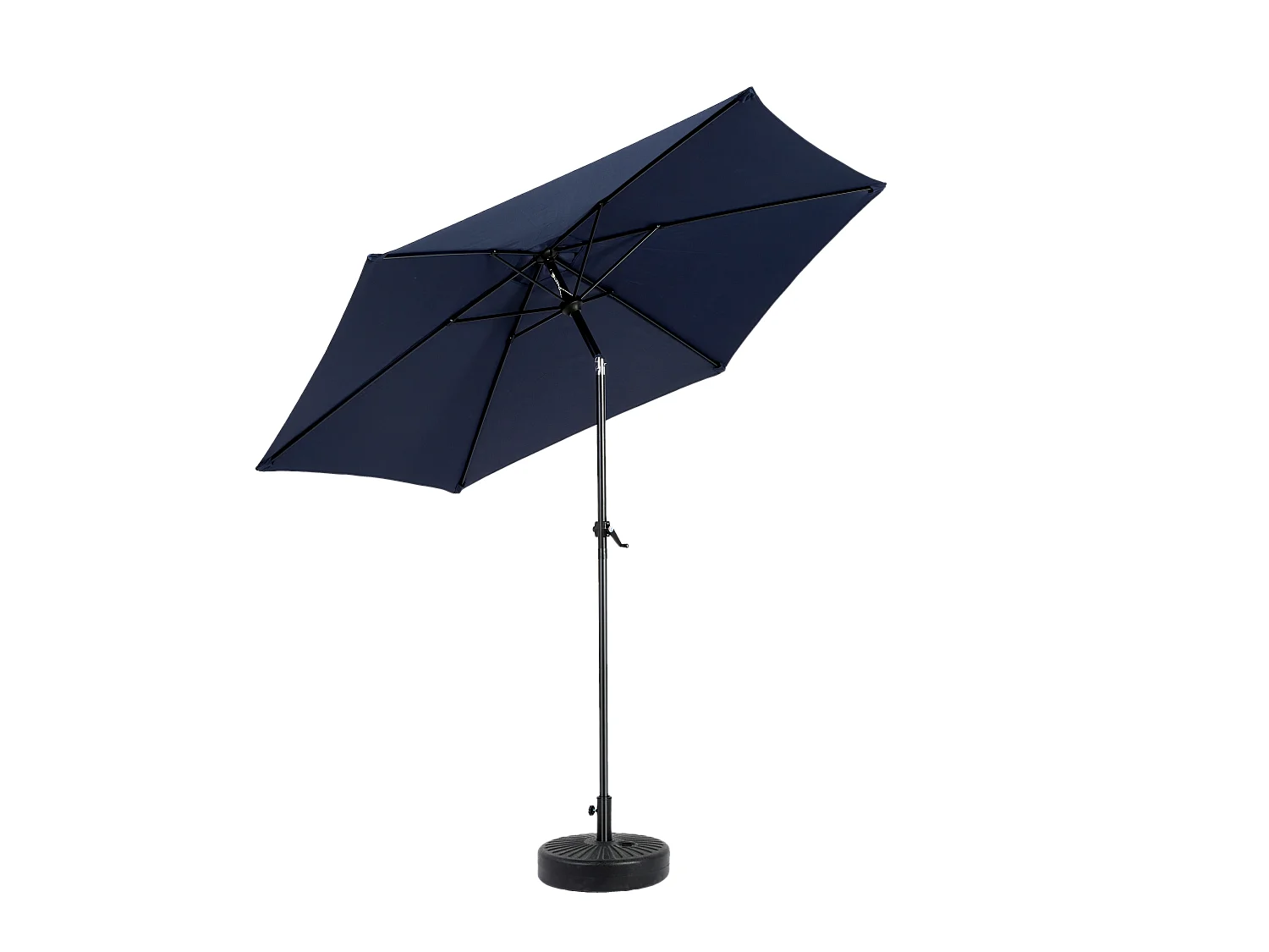 Parasol extérieur rectangulaire double face, avec manivelle, acier, bleu marine (274x213x200 cm)