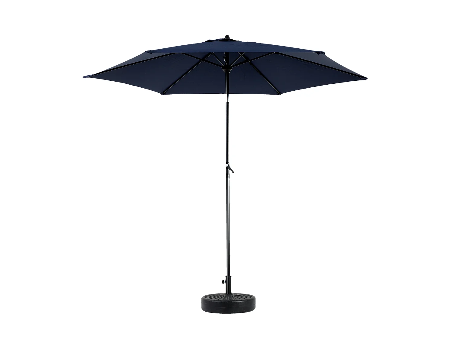 Parasol extérieur rectangulaire double face, avec manivelle, acier, bleu marine (274x213x200 cm)